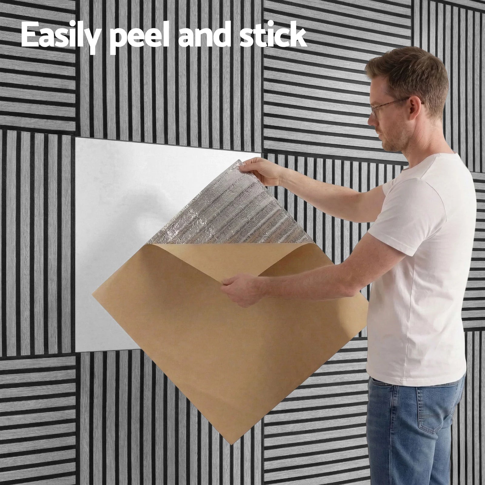 10PCS Peel and Stick Wall Panels Tiles 68X68CM Self Adhesive for Home Office Studio Grey