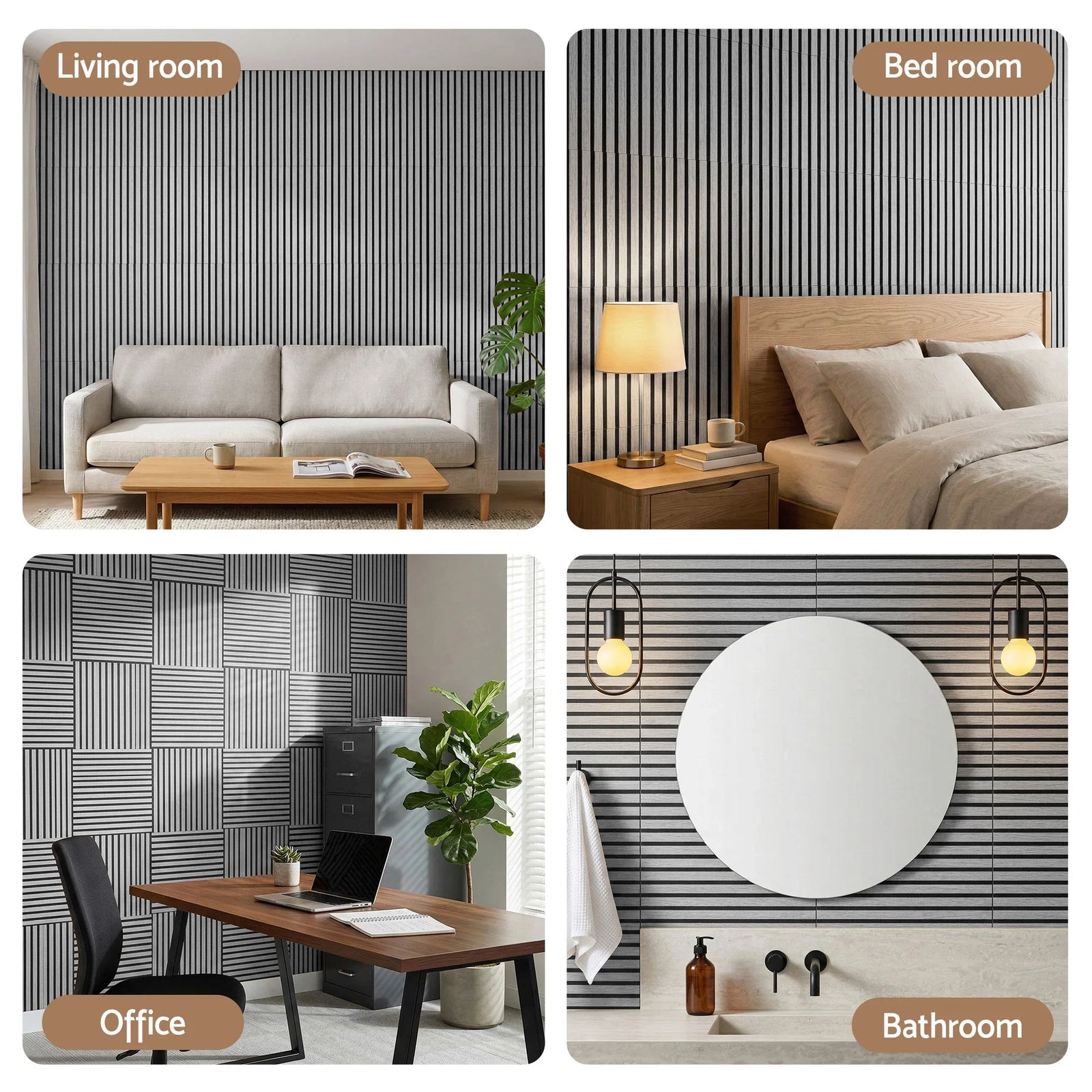 10PCS Peel and Stick Wall Panels Tiles 68X68CM Self Adhesive for Home Office Studio Grey