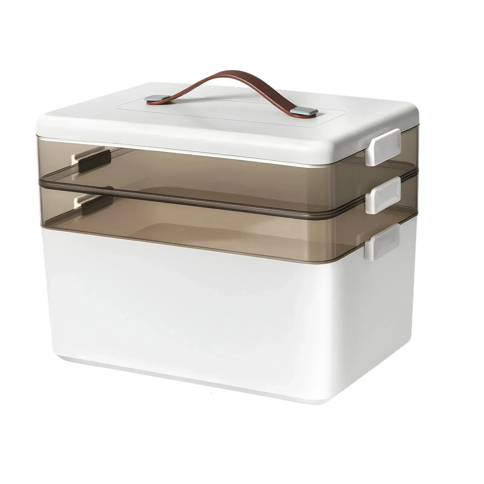 Levede 3-Layer Medicine Storage Box Portable Medical Organiser White ABS