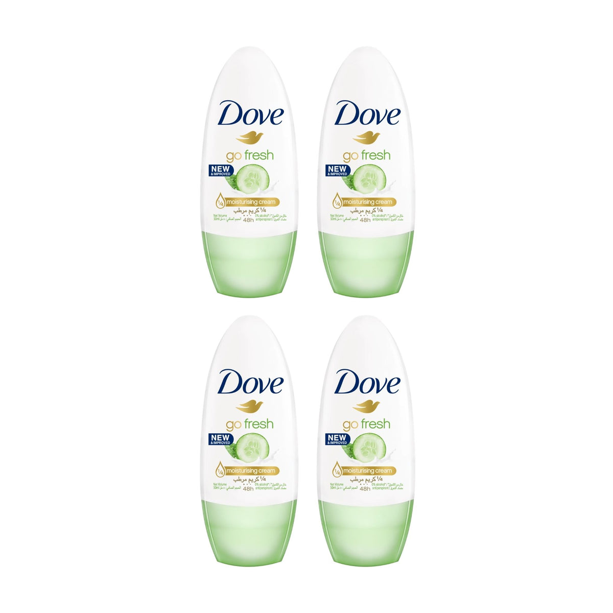 Dove 40ml Go Fresh Cucumber & Green Tea  Roll On Deodorant x4-2100034945991970816