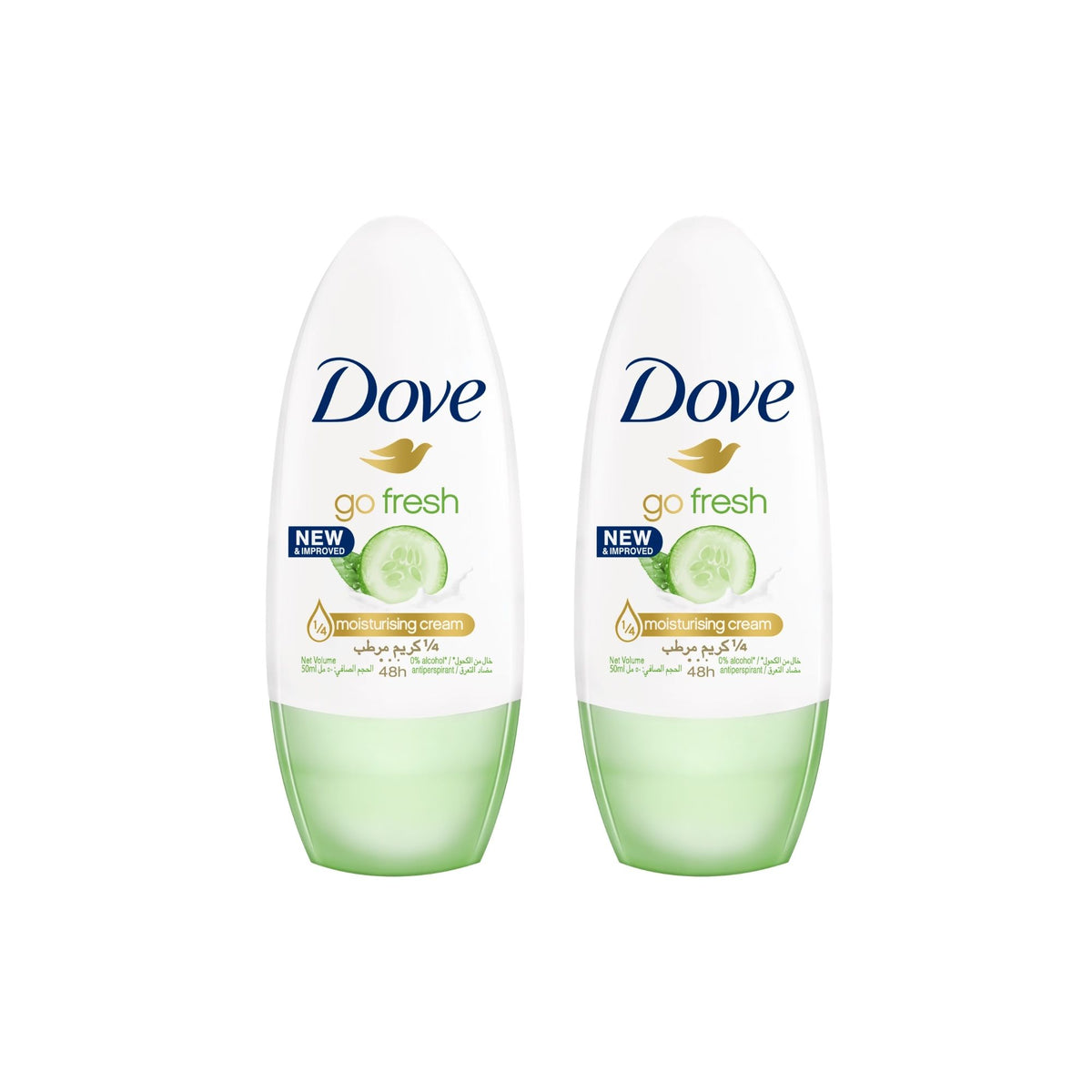 Dove 40ml Go Fresh Cucumber & Green Tea  Roll On Deodorant x2-2100034945643843584