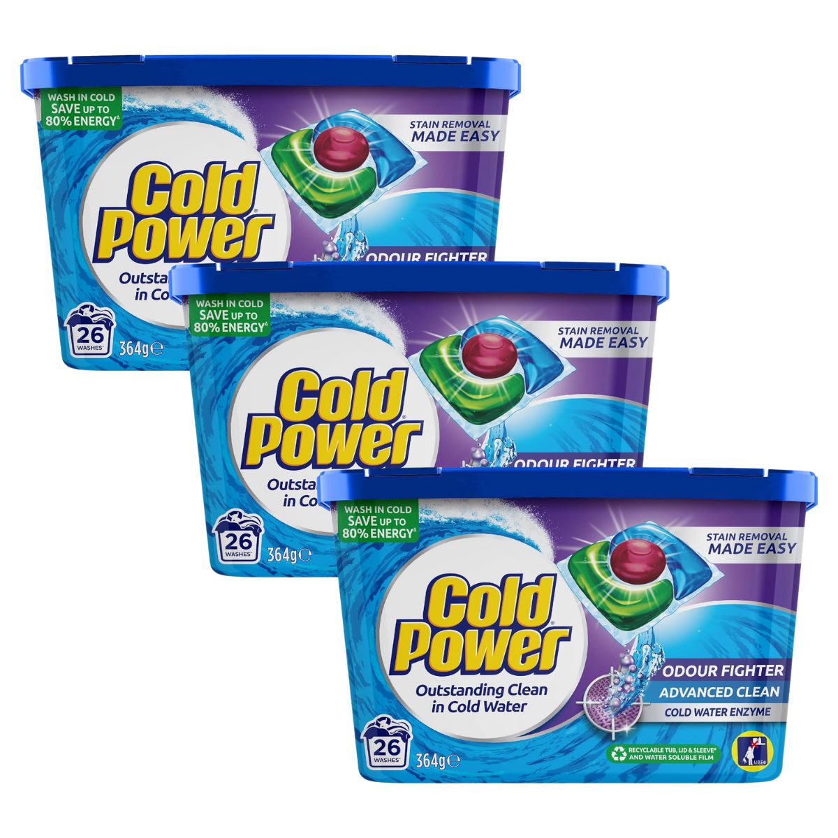 Cold Power Odour Fighter x 78 Laundry Detergent Capsules-2102558643705745408