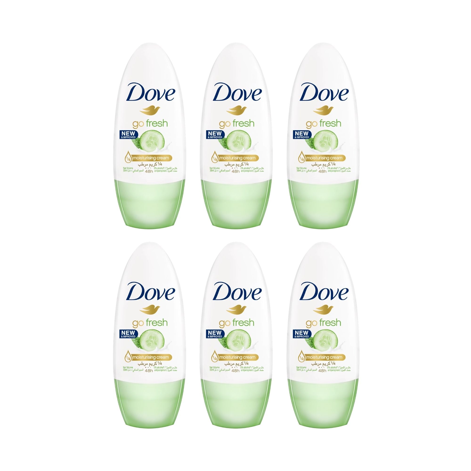 Dove 40ml Go Fresh Cucumber & Green Tea  Roll On Deodorant x6-2100034946310737920