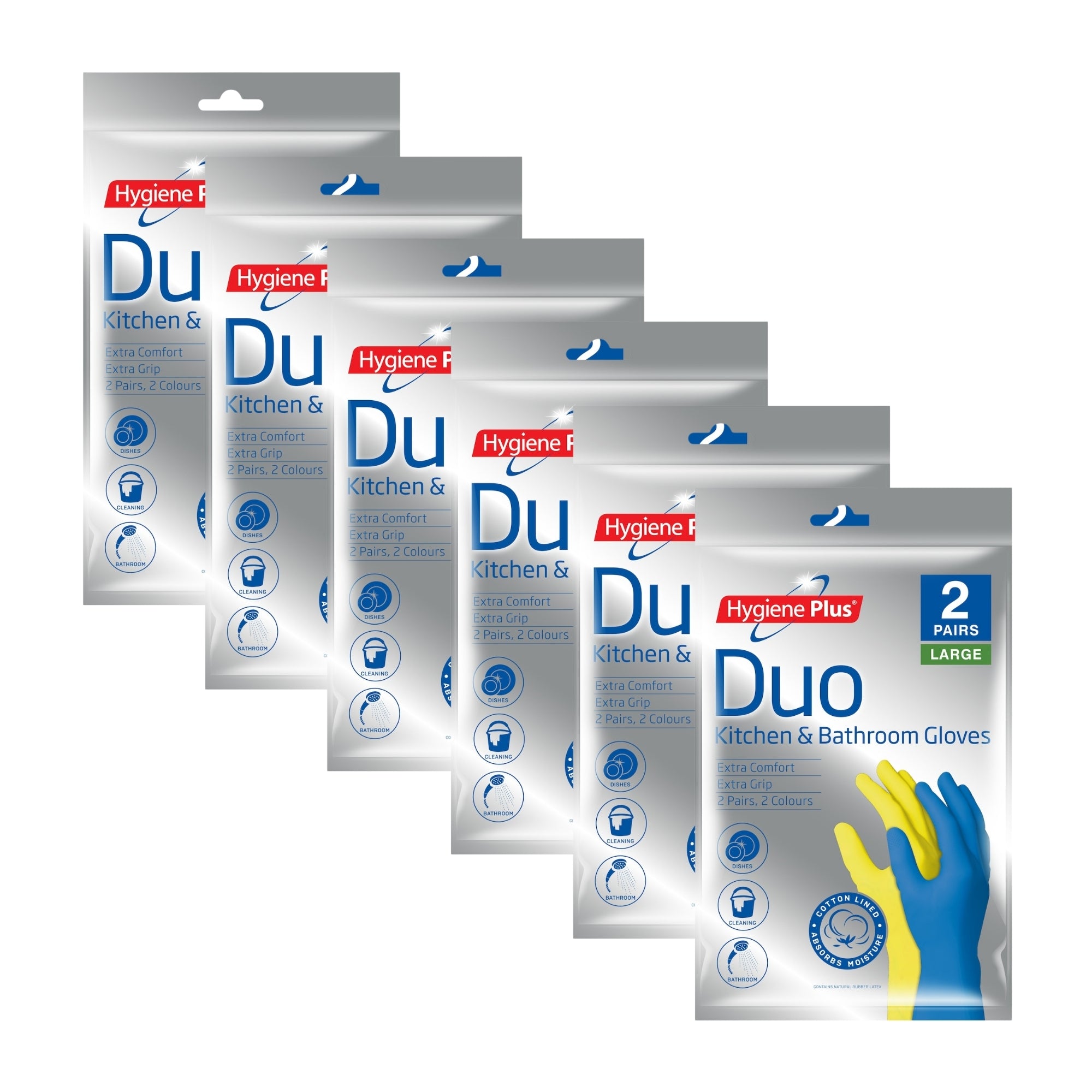 Hygiene Plus Duo Kitchen and Bathroom Gloves 2pk (Large) x6-2102558656506761216