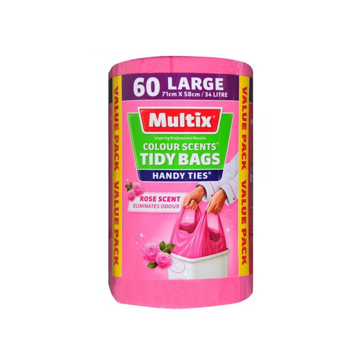 Multix 34L Large Colour Scent Rose Kitchen Tidy Bags 60pk-2100034978661404672