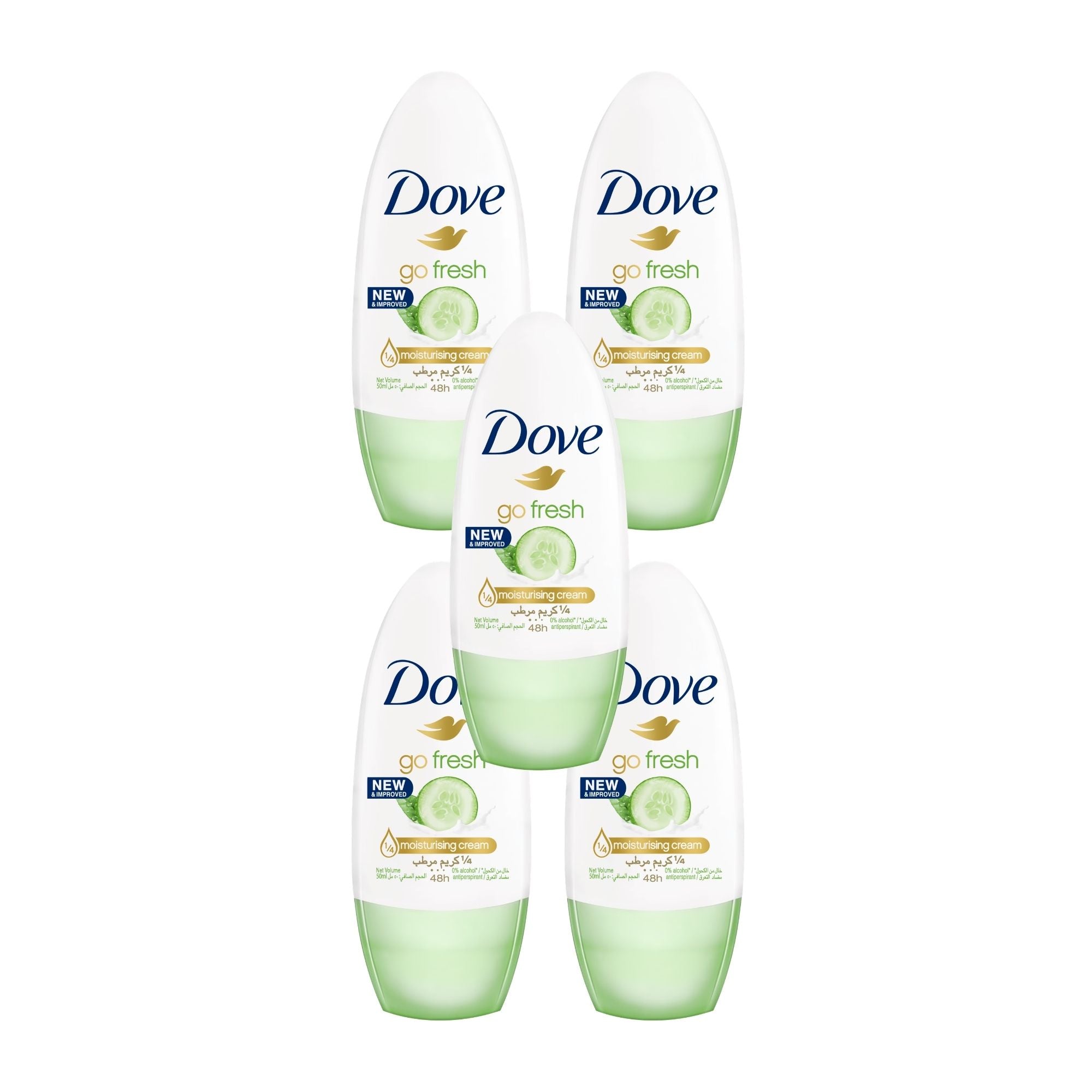 Dove 40ml Go Fresh Cucumber & Green Tea  Roll On Deodorant x5-2100034946151354368