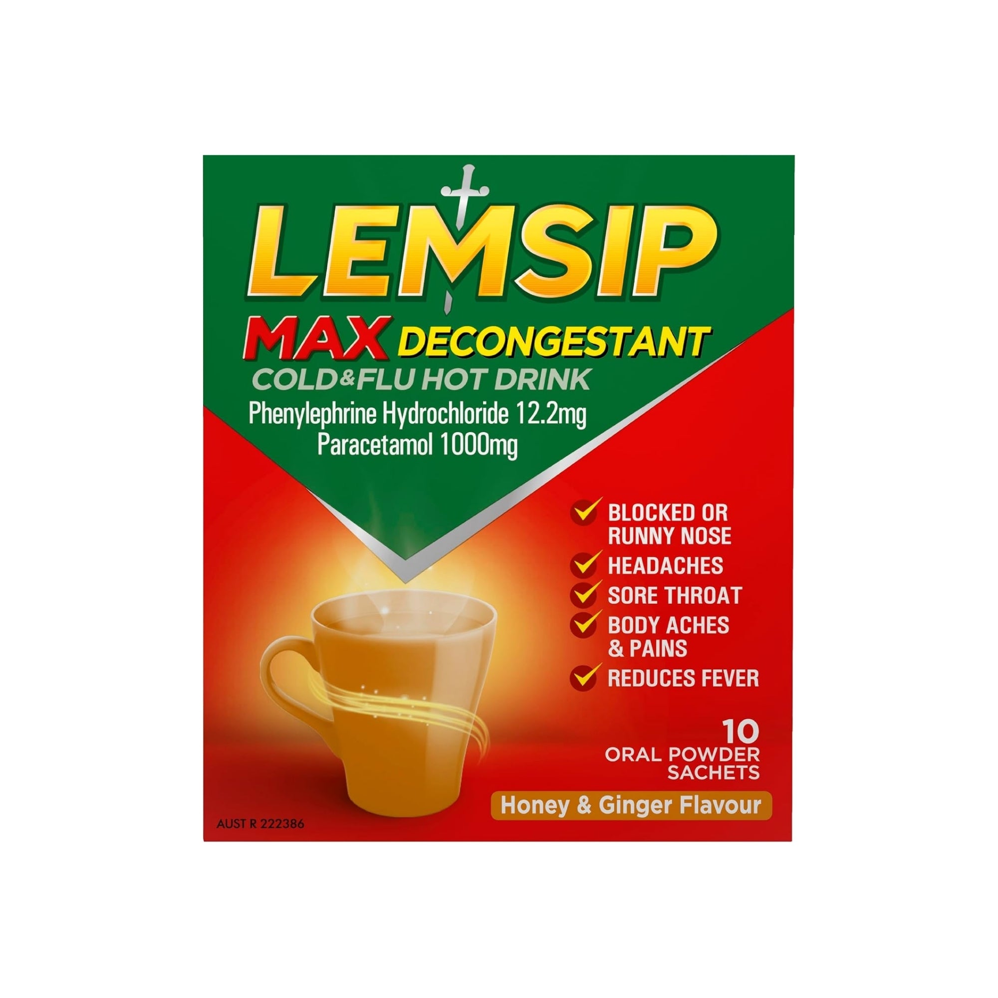 Lemsip Max Cold & Flu Decongestant Honey Ginger Hot Drink 10pk-2100034973150089216