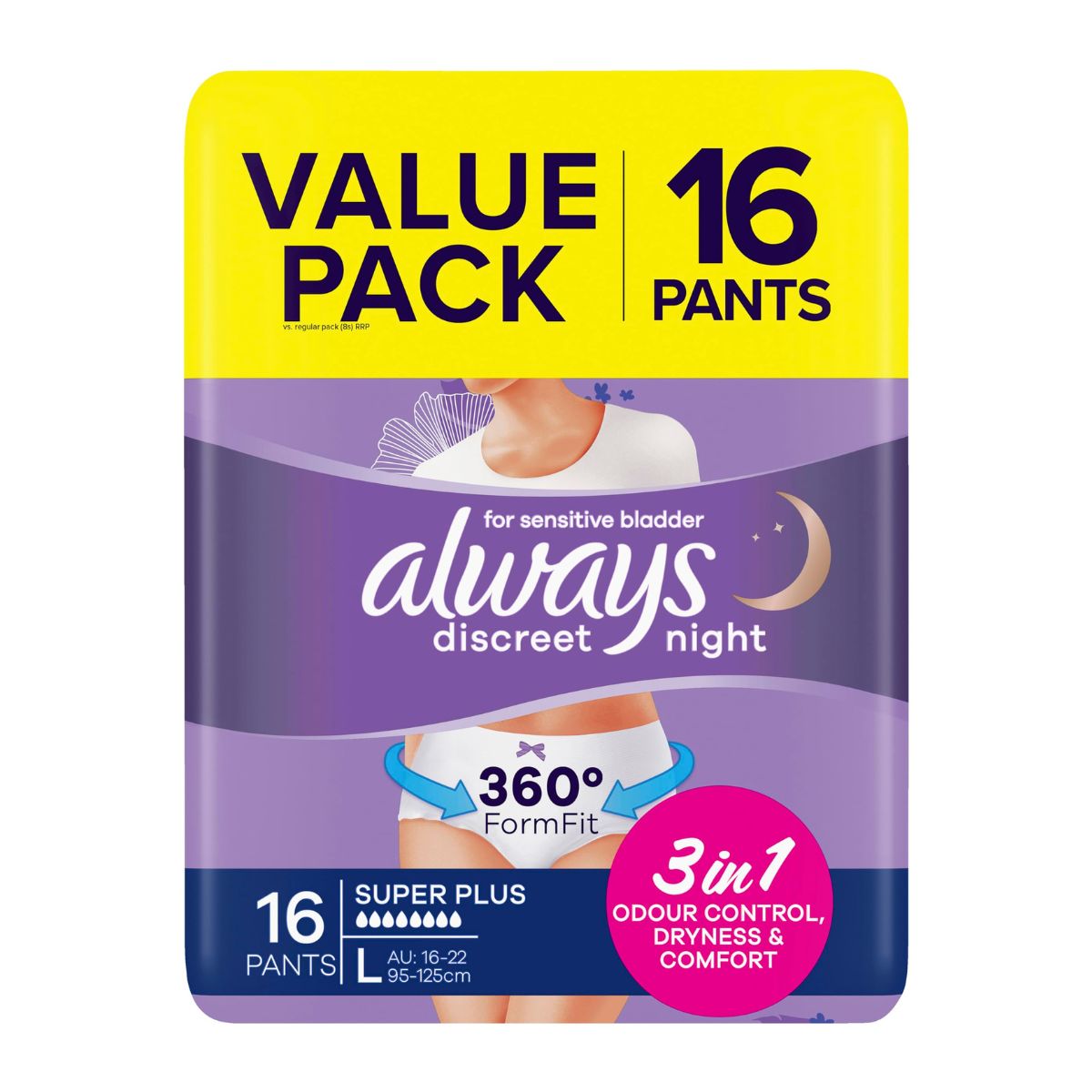 Always Discreet Underwear Night Pants Large 16pk-1984023715385577474