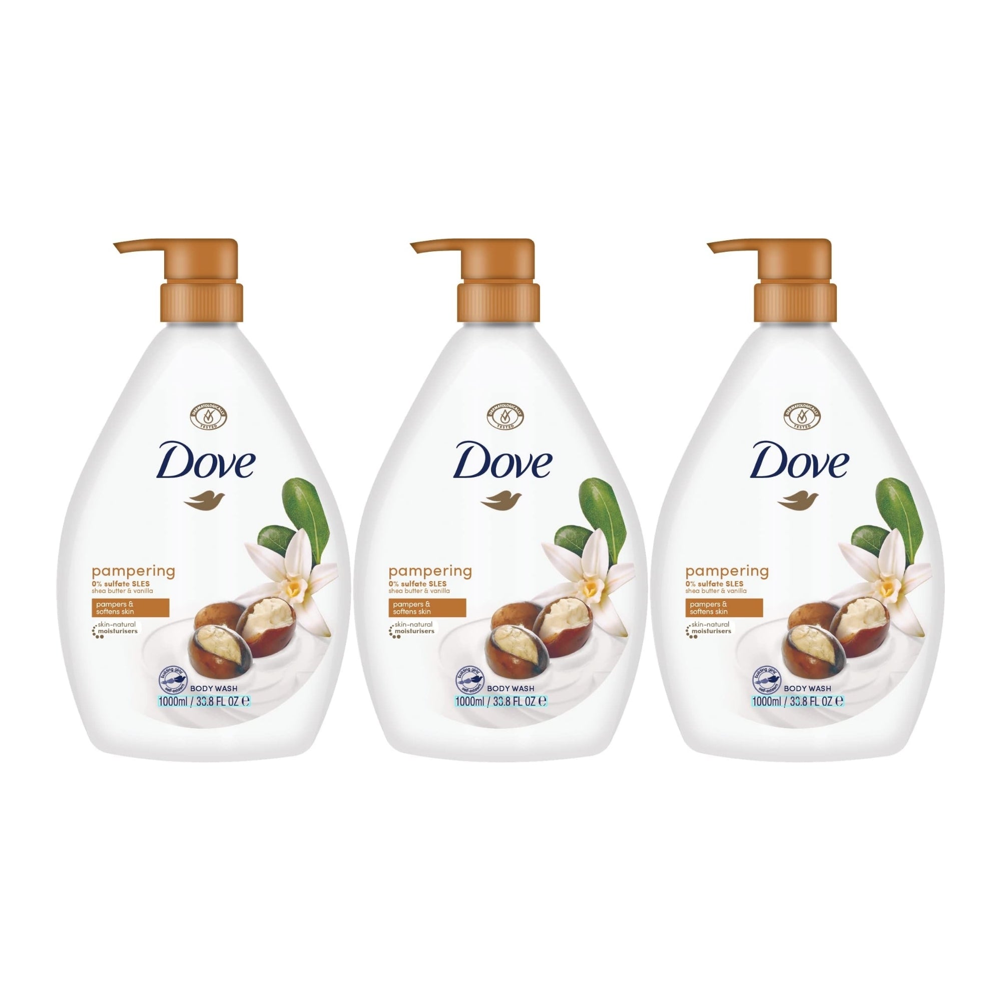Dove 1L Pampering Shea Butter & Vanilla Body Wash x3-2100034944851120128
