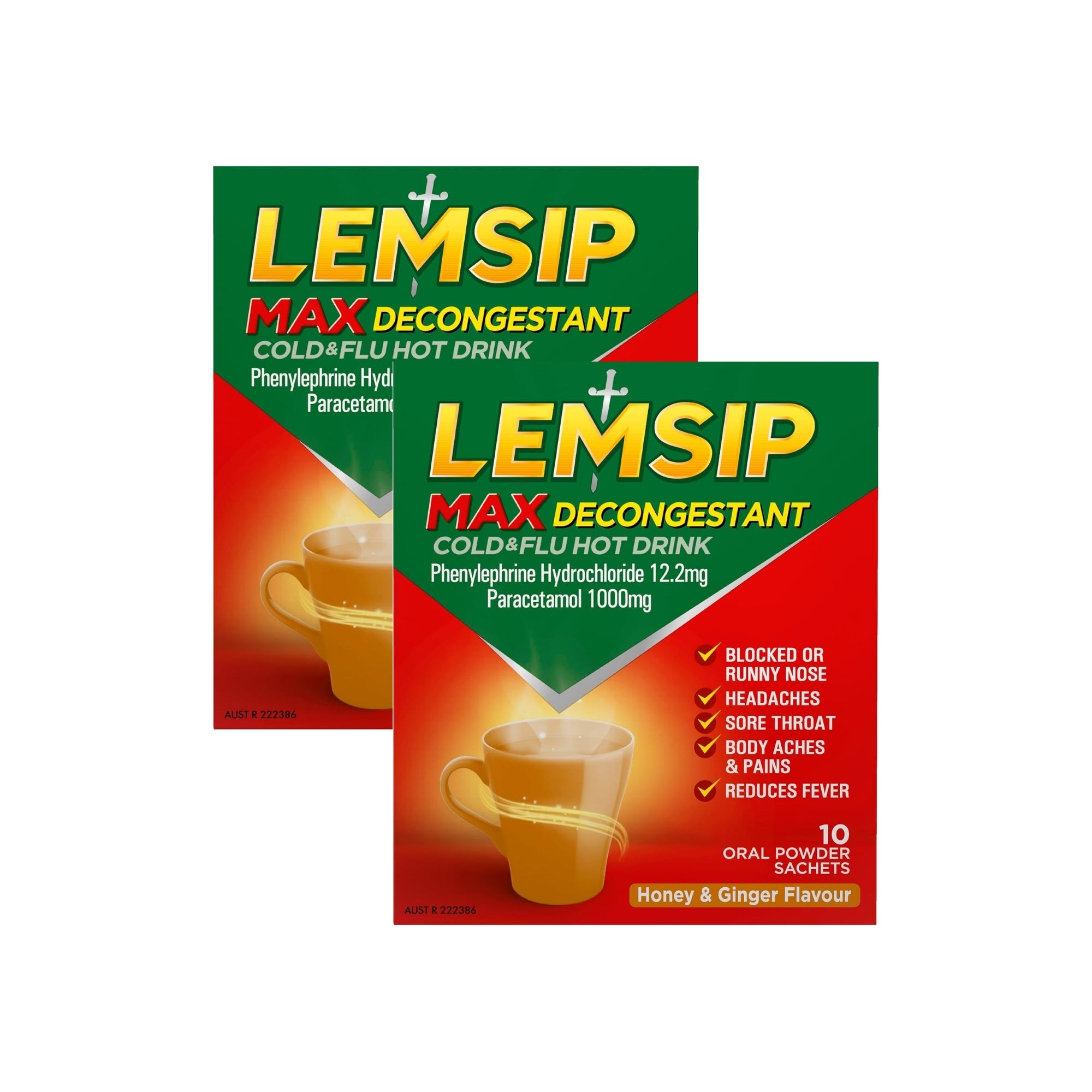 Lemsip Max Cold & Flu Decongestant Honey Ginger Hot Drink 10pk x2-2100034973309472768