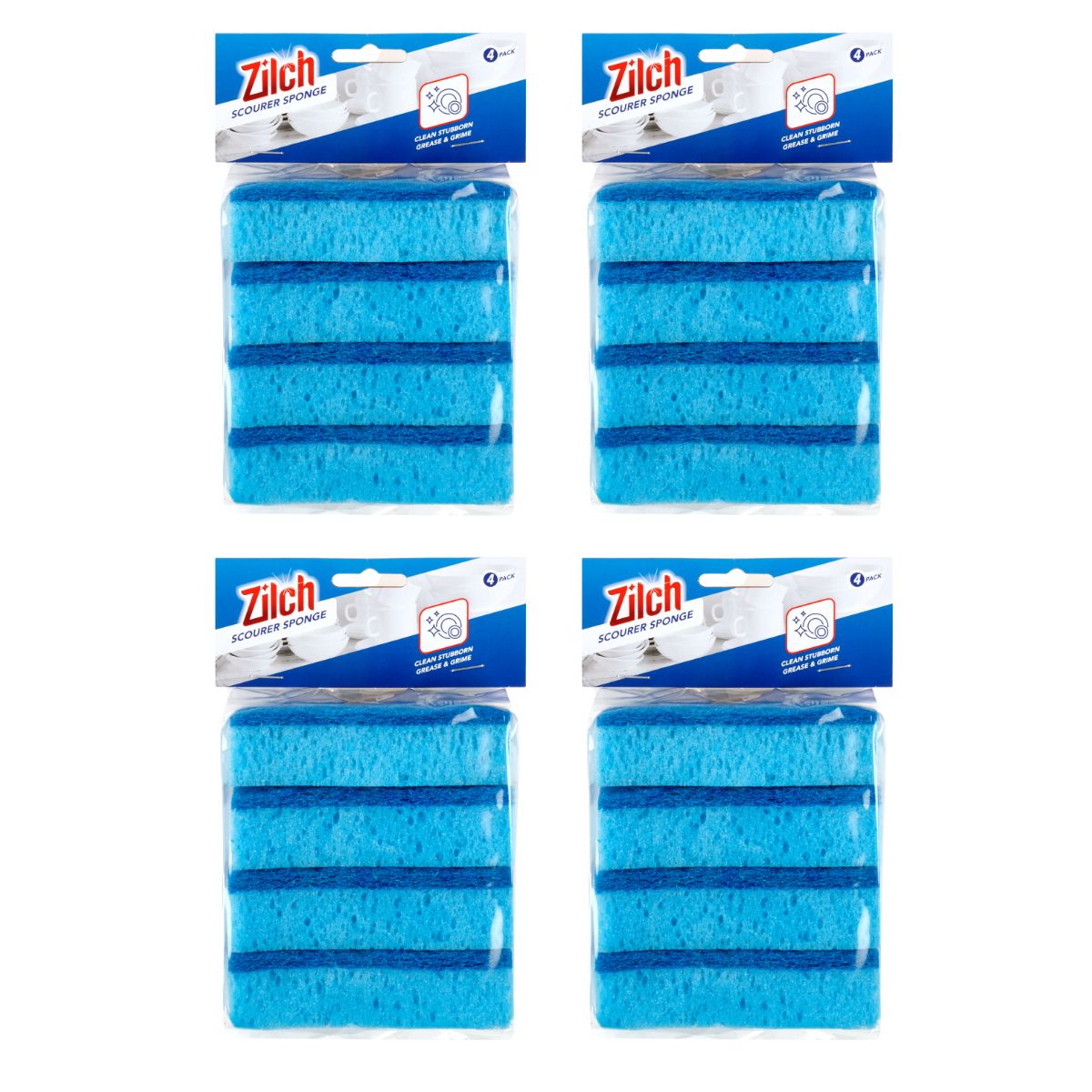 4x Zilch 10cm Sponge Scourer 4pk-2006732770142982146