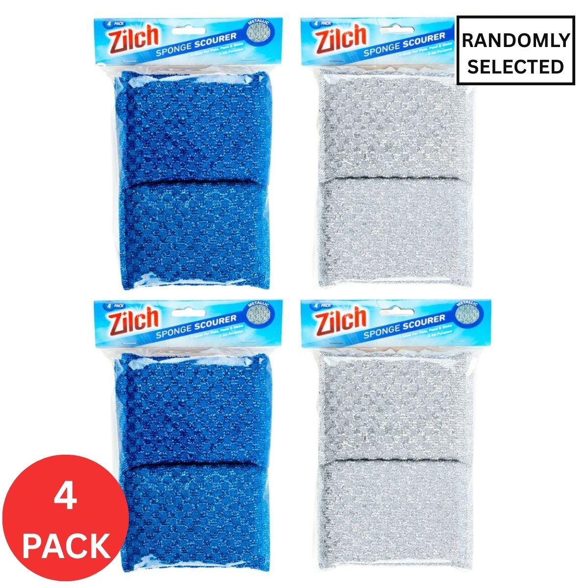 4x Zilch 13cm Scourer Metallic Wire Sponge 4pk-1996009964363190273