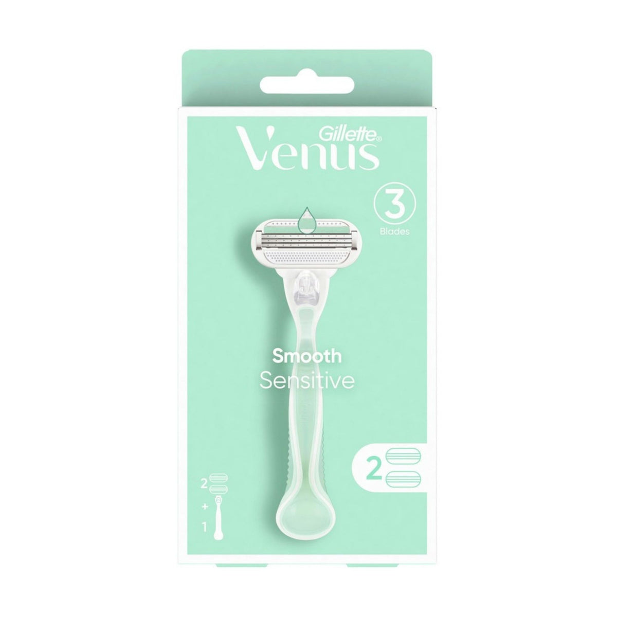 Gillette Venus Smooth Sensitive Handle & 2 Cartridges-2100034962500751360
