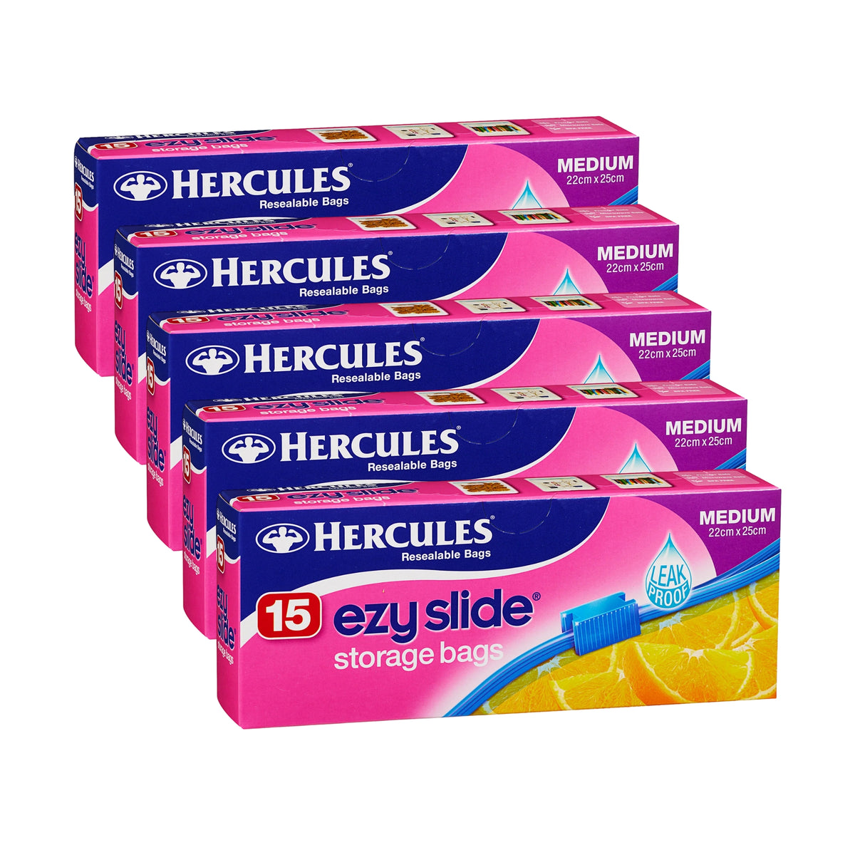 Hercules Ezy Slide Medium Storage Bags 15pk x5-2050056818251665408
