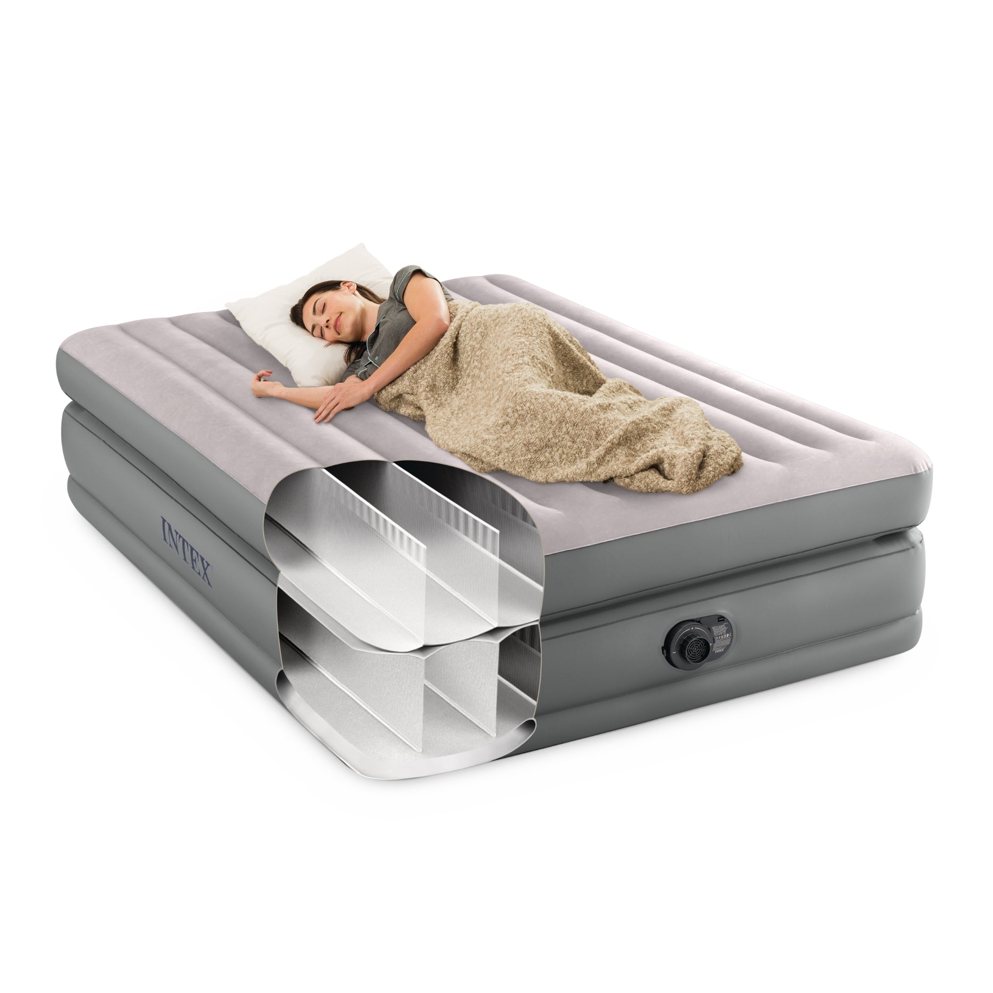 Intex Queen Comfort Elevated Airbed W/ Fiber-Tech-2050056776572866562