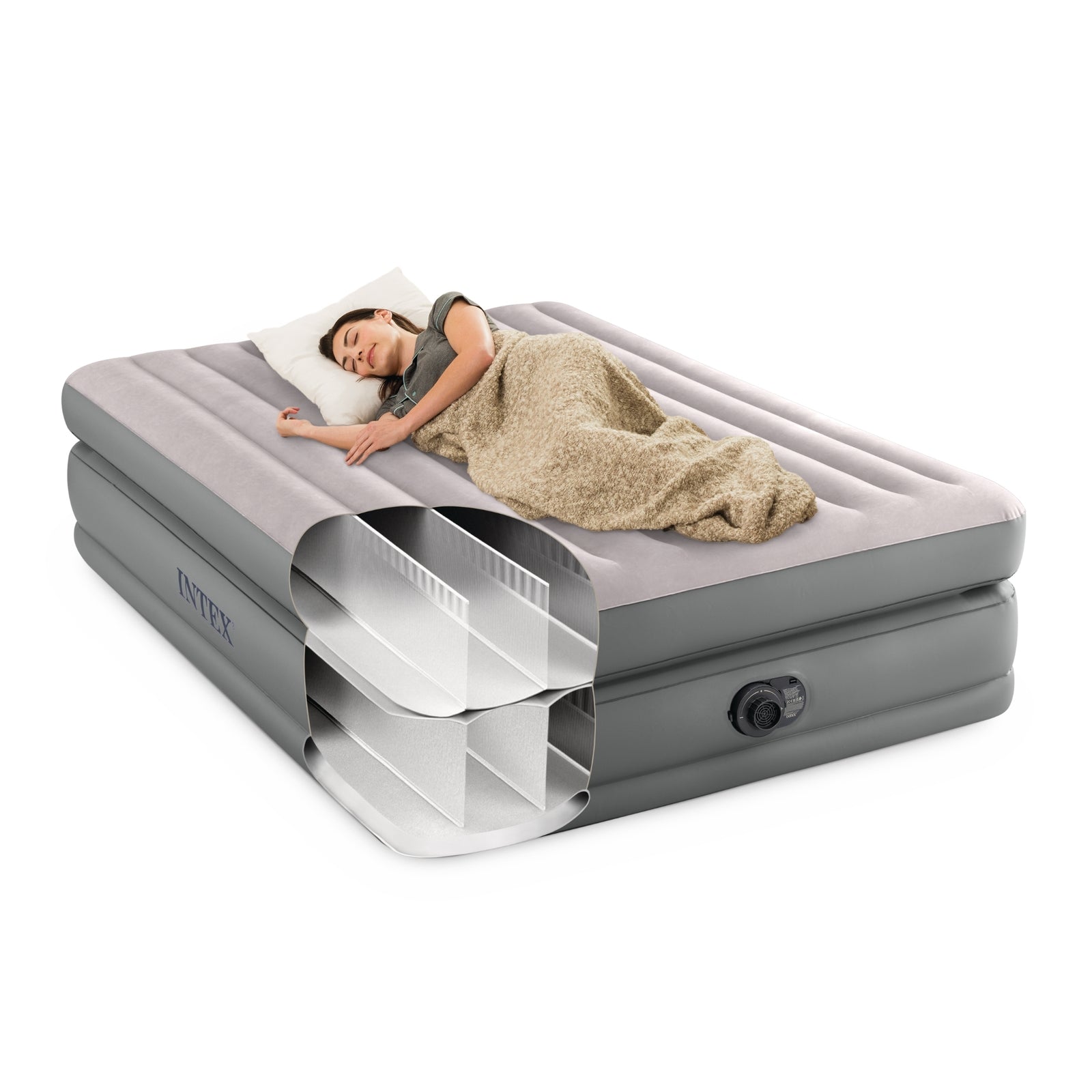 Intex Queen Comfort Elevated Airbed W/ Fiber-Tech-2050056776572866562