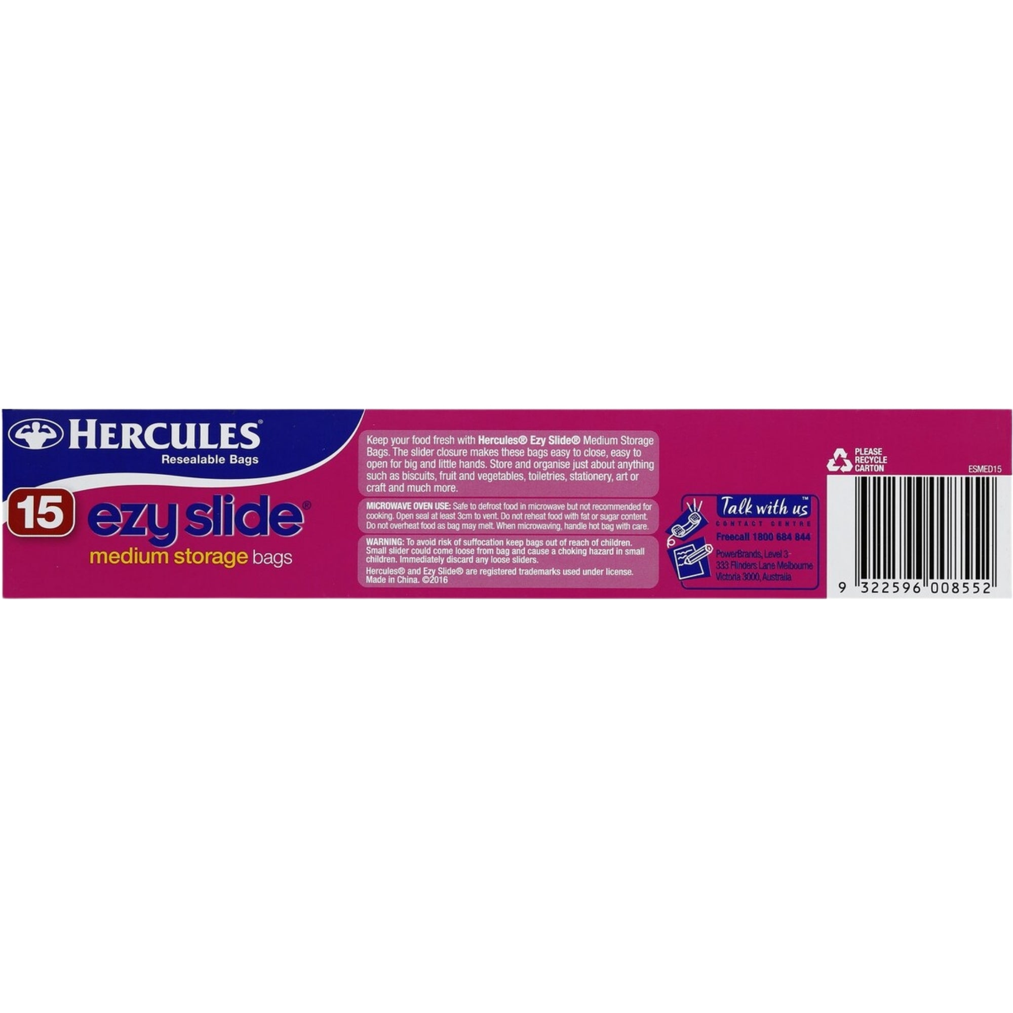 Hercules Ezy Slide Medium Storage Bags 15pk x5-2050056818251665411