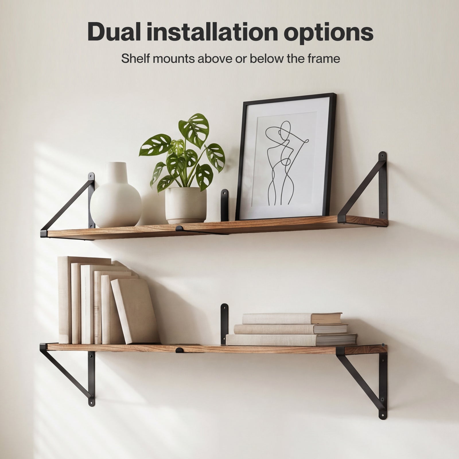 Levede Floating Wall Shelves 3Pcs Rustic Wooden Storage Display Bookshelf Rack-2072893562307088388