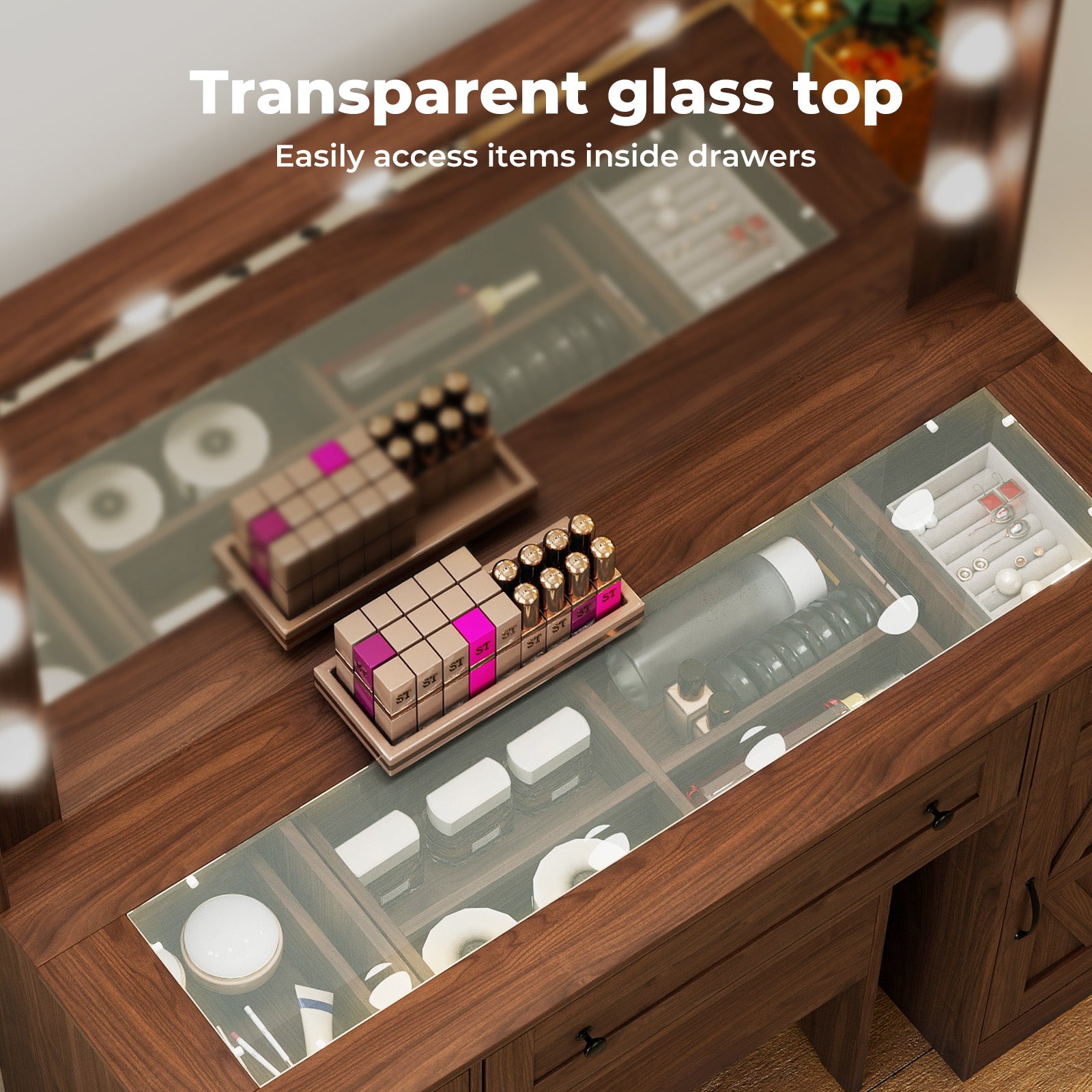 Levede Dressing Table LED Makeup Mirror Stool Set  Vanity Desk Cabinet 3 Drawers-2027211080543113222