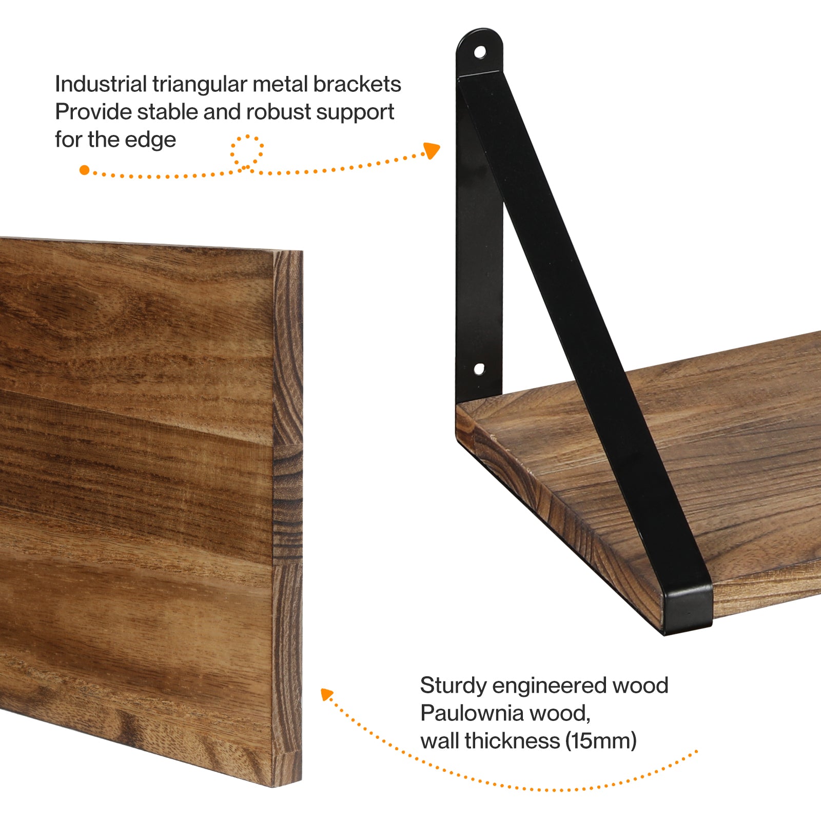 Levede Floating Wall Shelves 3Pcs Rustic Wooden Storage Display Bookshelf Rack-2072893562307088390