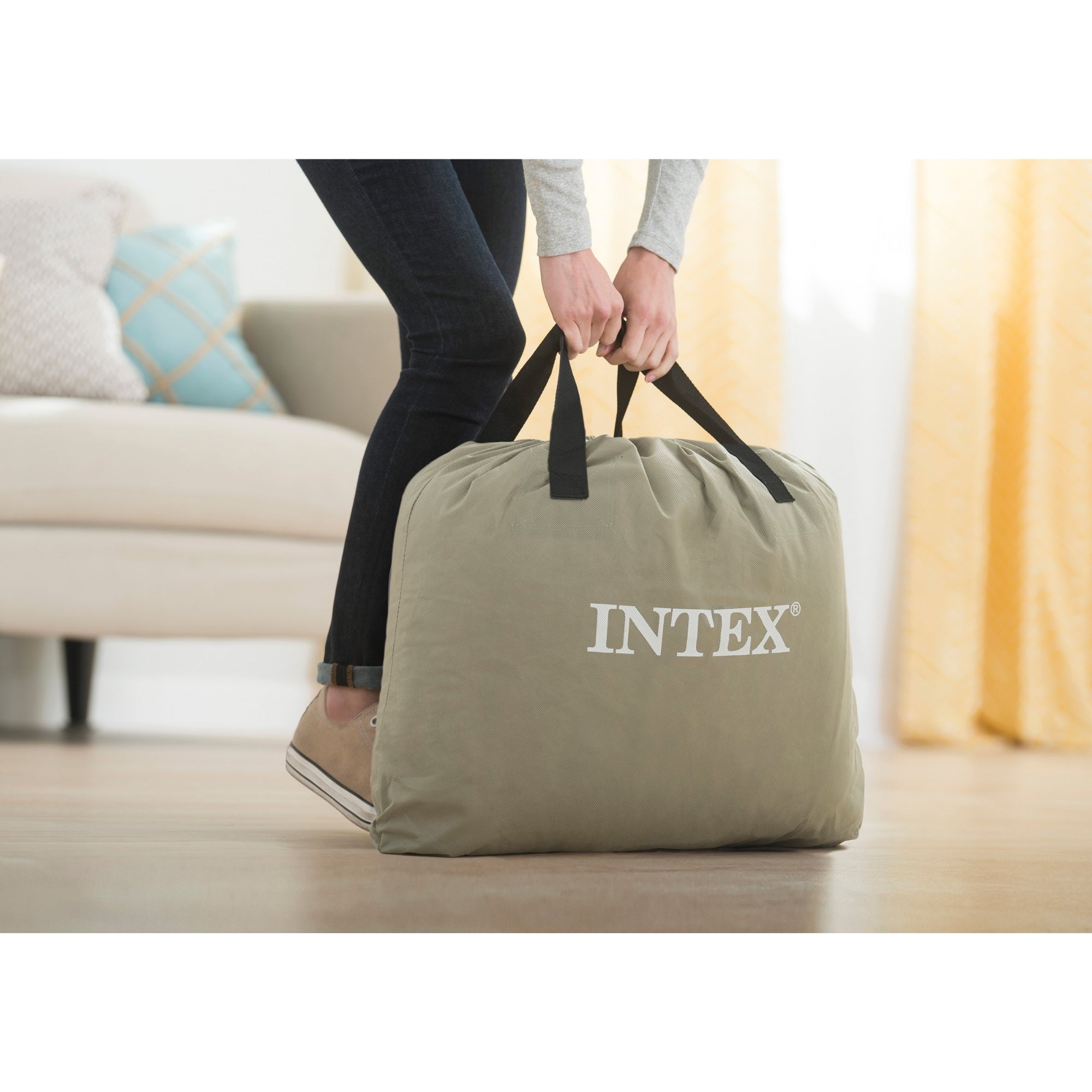 Intex Queen Pillow Rest Raised Airbed W/ Fiber-Tech-2050056776224739334