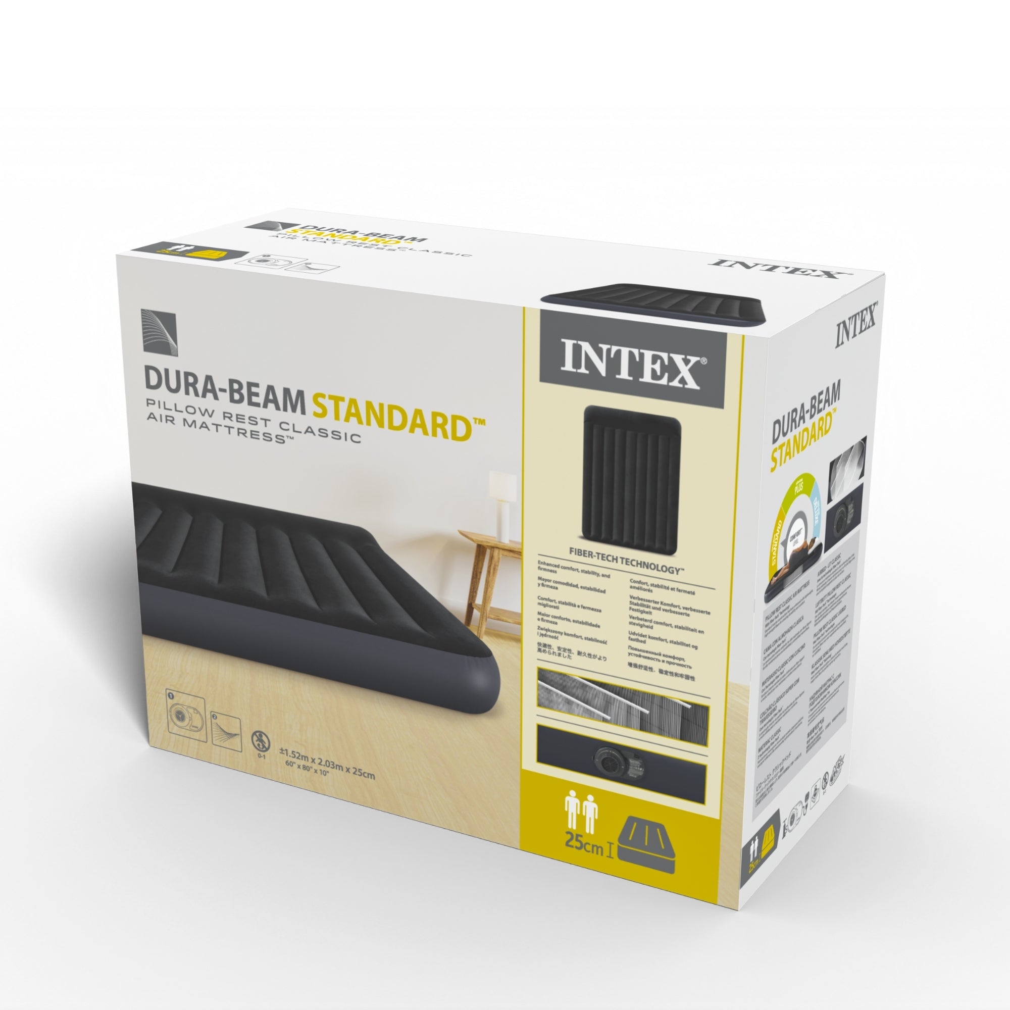 Intex Queen Pillow Rest Classic Airbed W/ Fiber-Tech-2050056776405094406