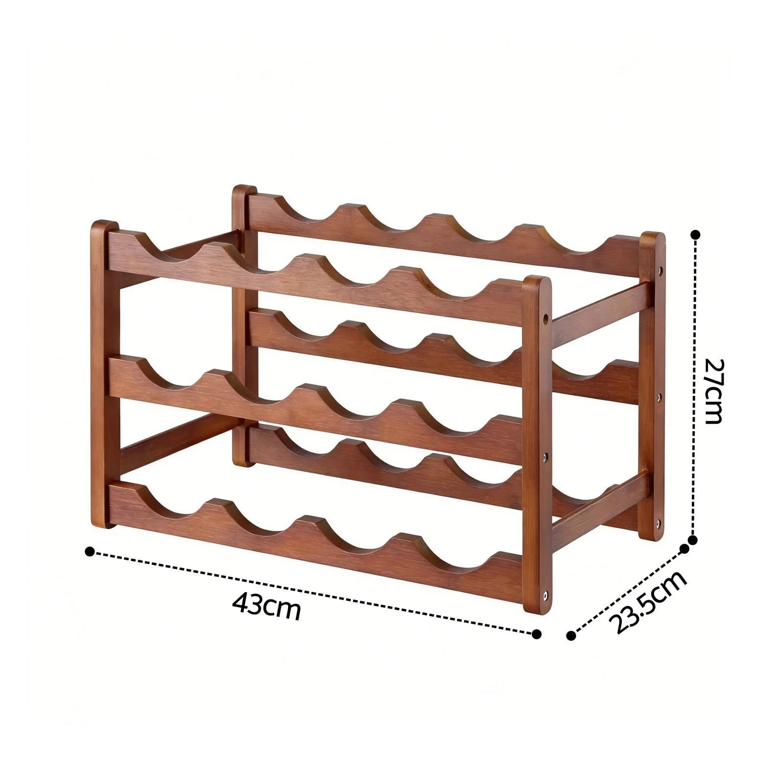 Bamboo Wine Rack 3-Tier Display Storage Organizer 12 Bottle Walnut