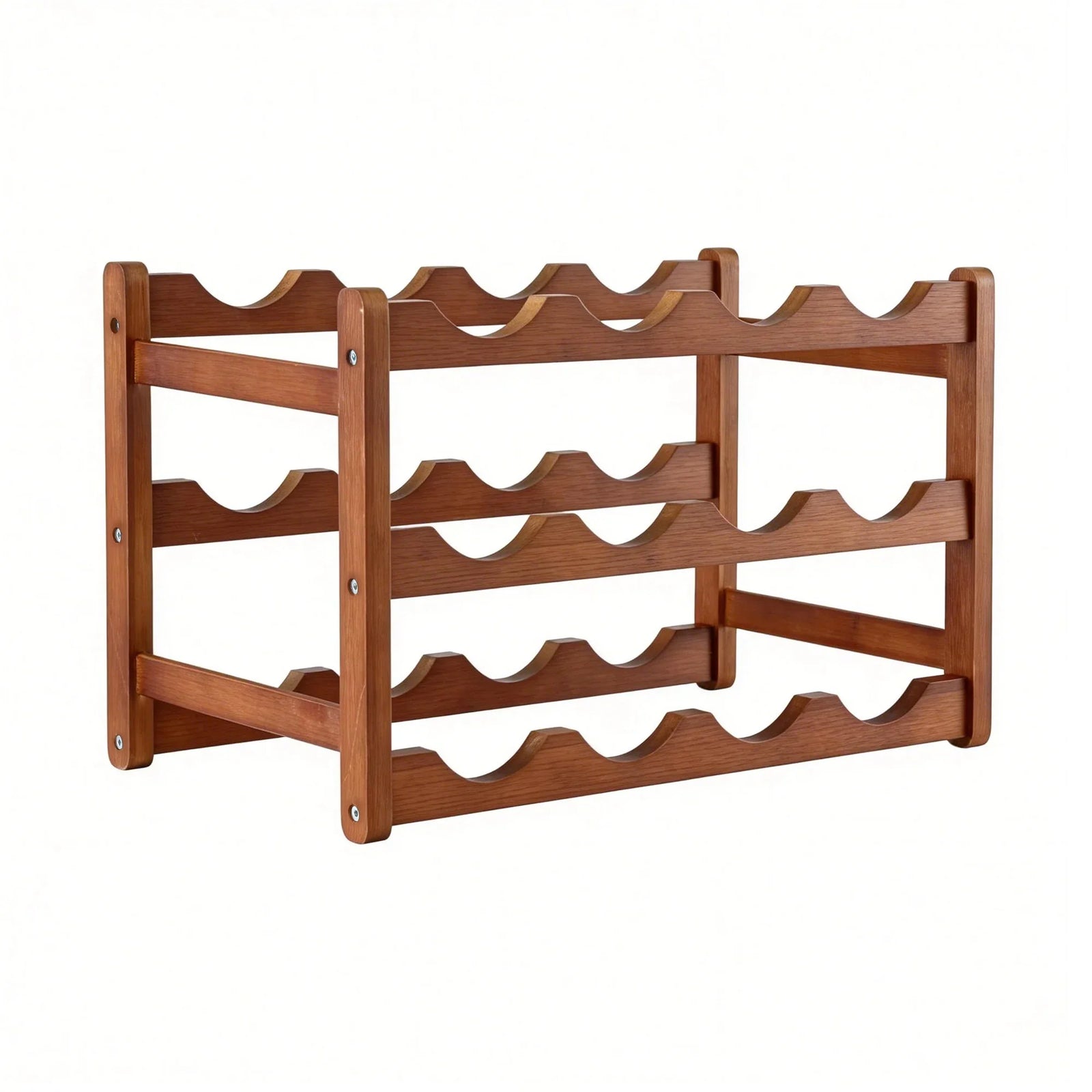Bamboo Wine Rack 3-Tier Display Storage Organizer 12 Bottle Walnut