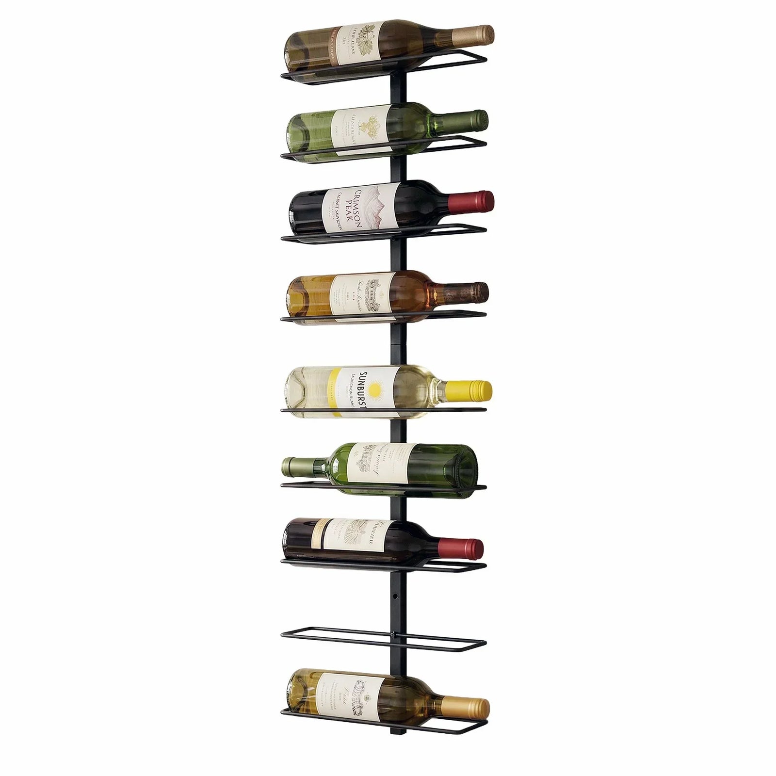 Artiss Wall Mounted Wine Rack – 9‑Bottle Metal Storage, Black, Space‑Saving