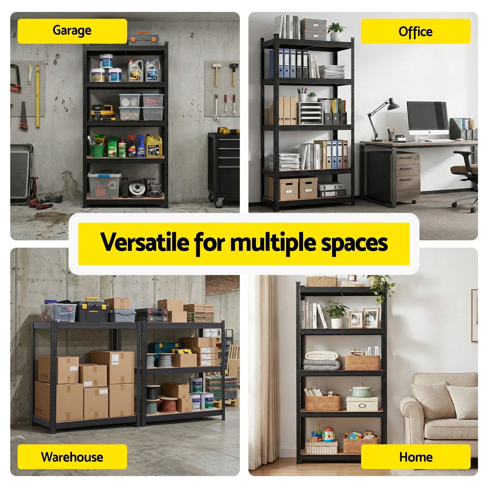 Garage Shelving 1.6X0.8m Warehouse Shelves Storage Rack Pallet Racking Black
