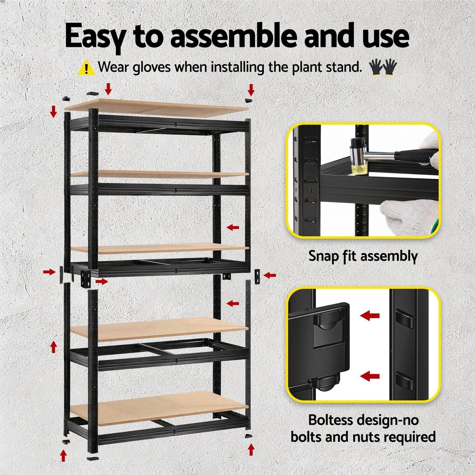 Garage Shelving 1.6X0.8m Warehouse Shelves Storage Rack Pallet Racking Black