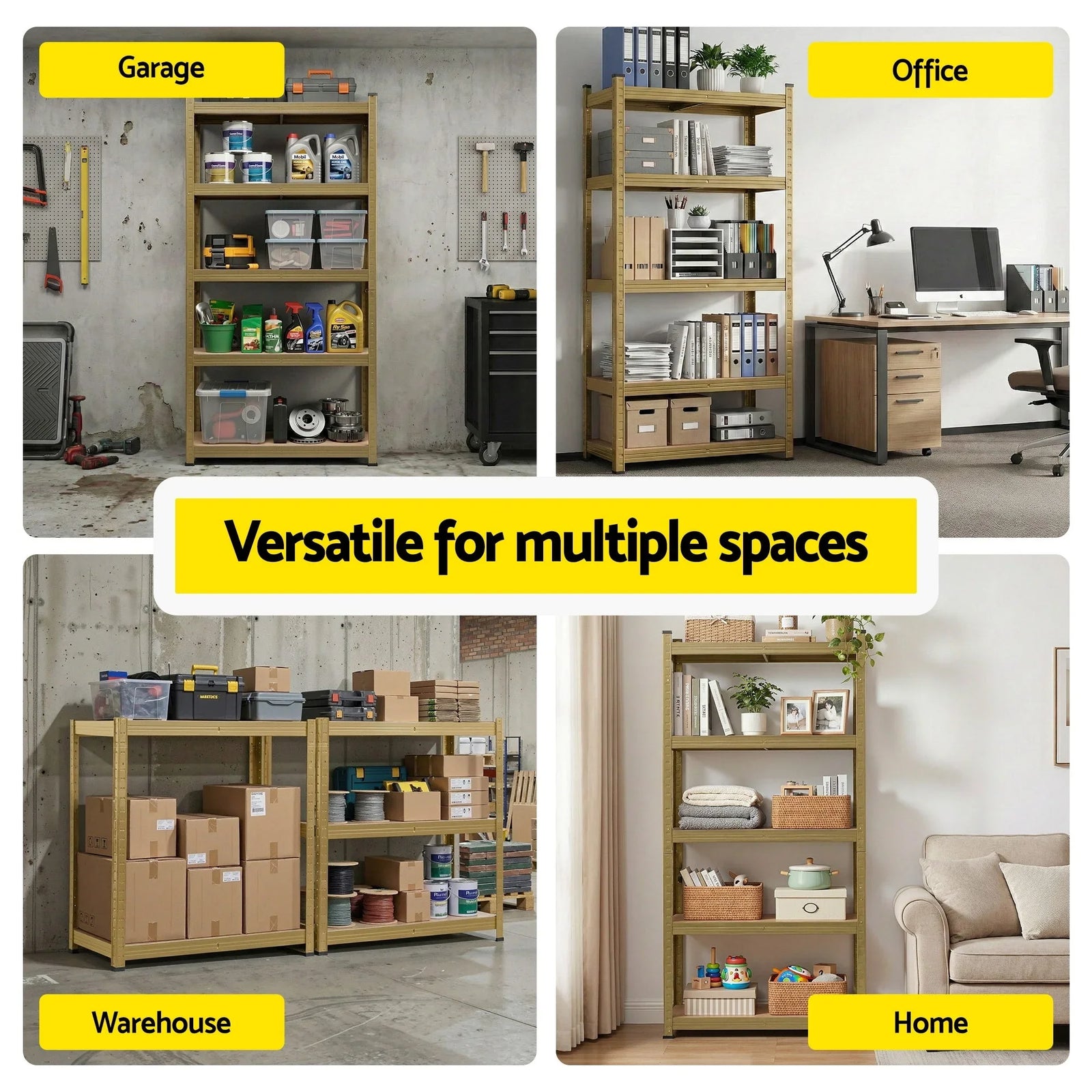 Garage Shelving 1.6X0.8m Warehouse Shelves Storage Rack Pallet Racking Yellow