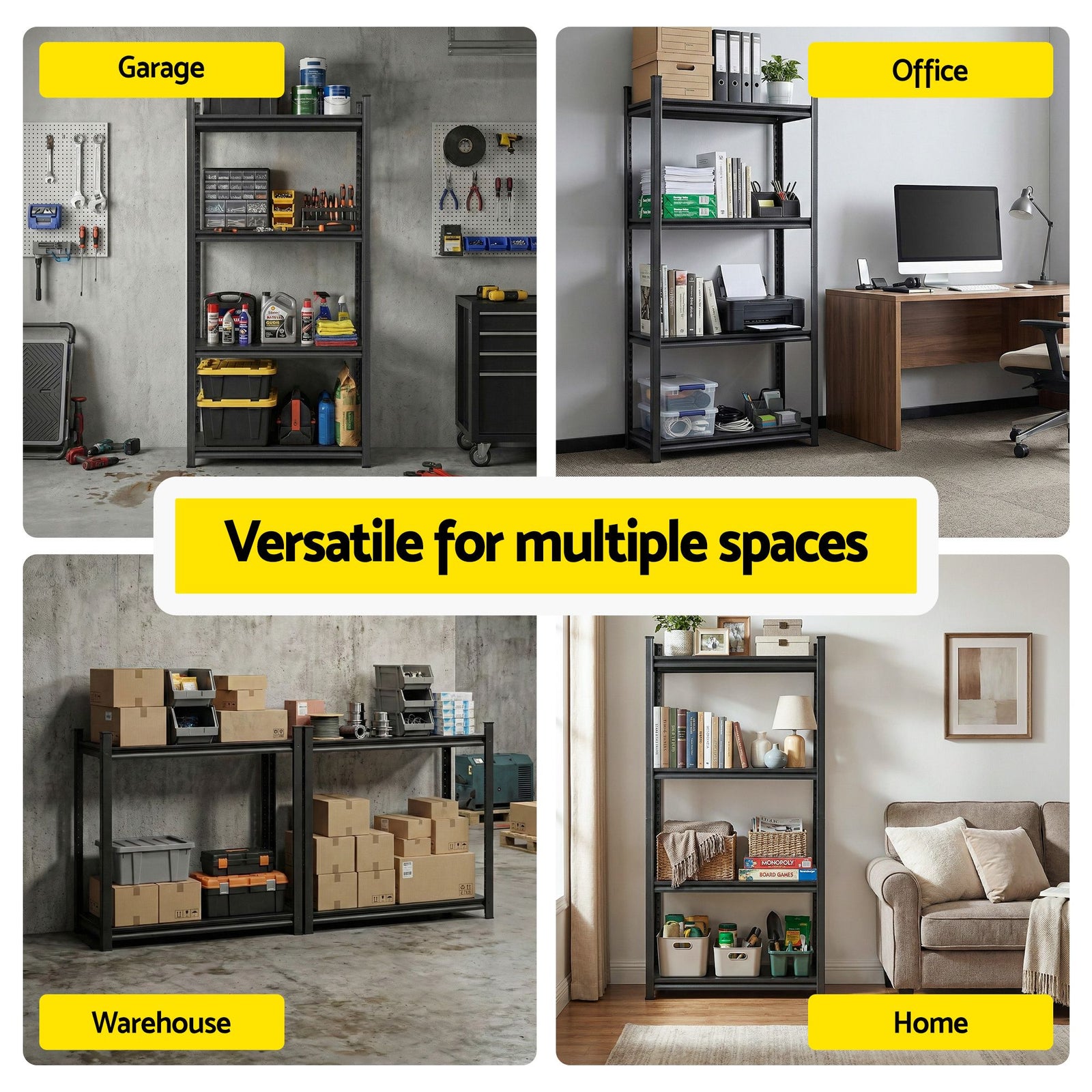 Garage Shelving 2‑Pack – 4‑Tier Steel Racks, 200kg/Tier, 180×40×180cm