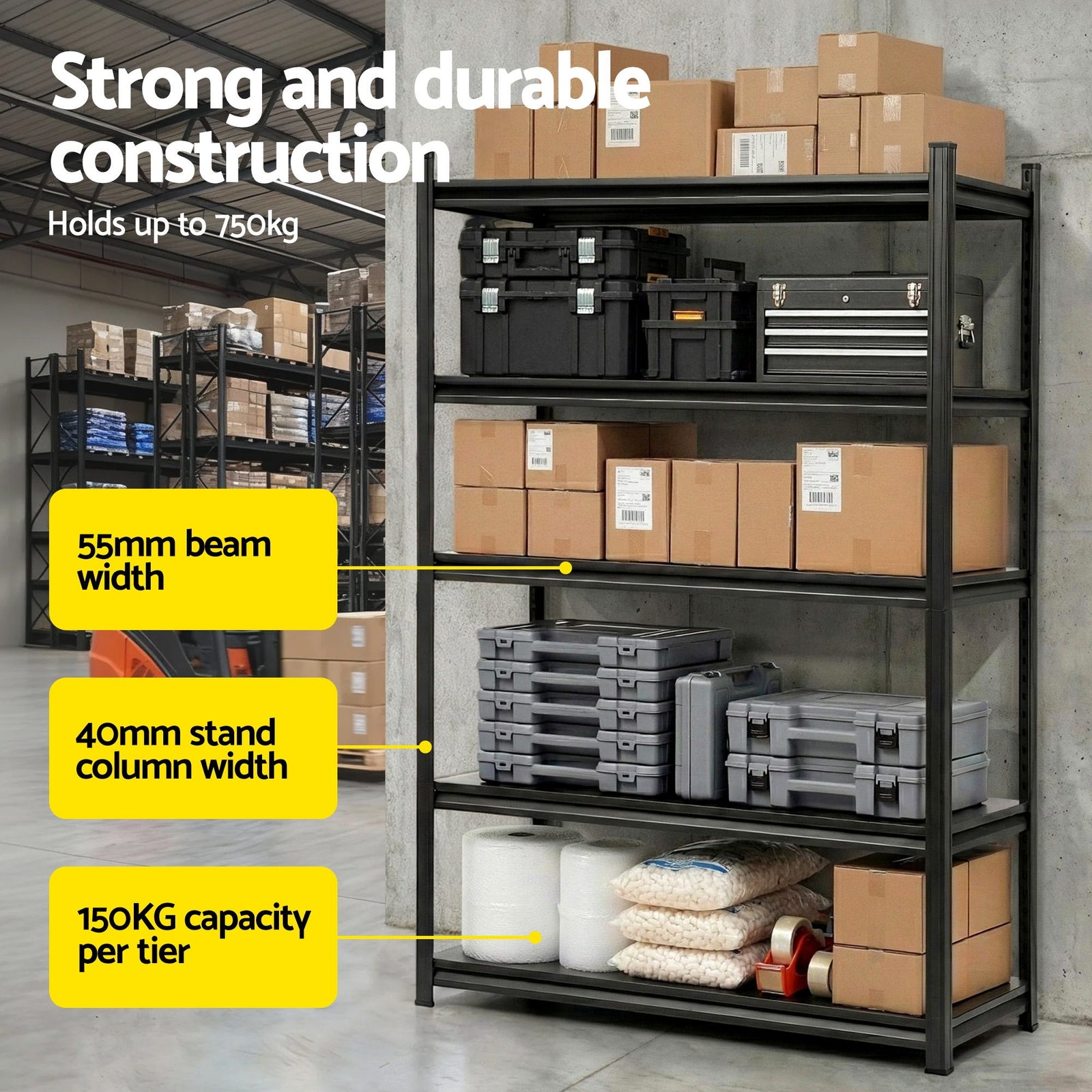 Garage Shelving 1.8X1.2m Warehouse Rack Storage Shelves Workshop Racks Steel