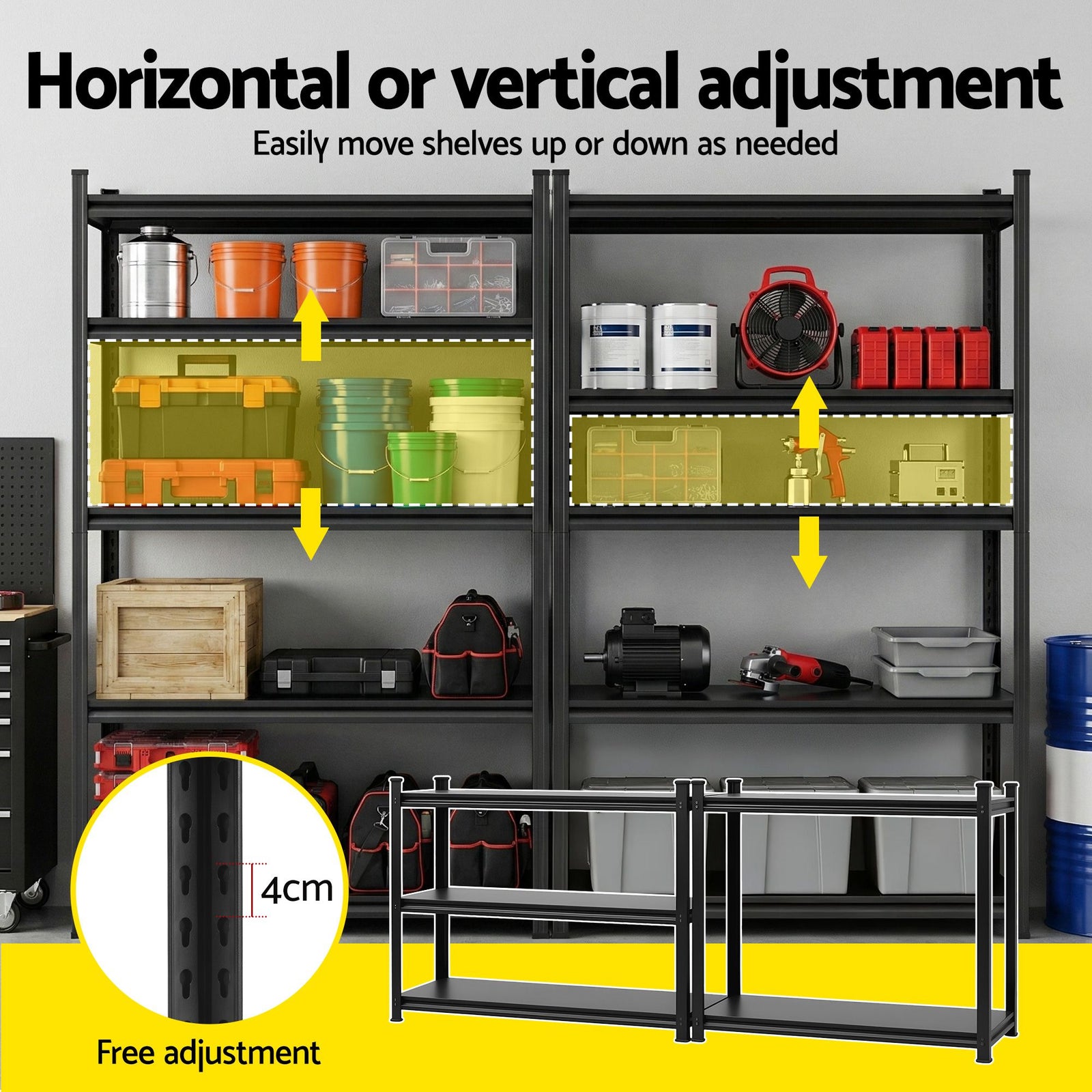 Garage Shelving 2‑Pack – 5‑Tier Steel Racks, 150kg/Tier, 120×50×183cm