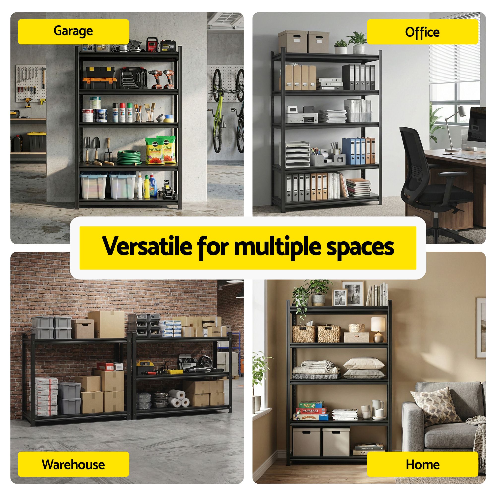 Garage Shelving 2‑Pack – 5‑Tier Steel Racks, 150kg/Tier, 120×50×183cm