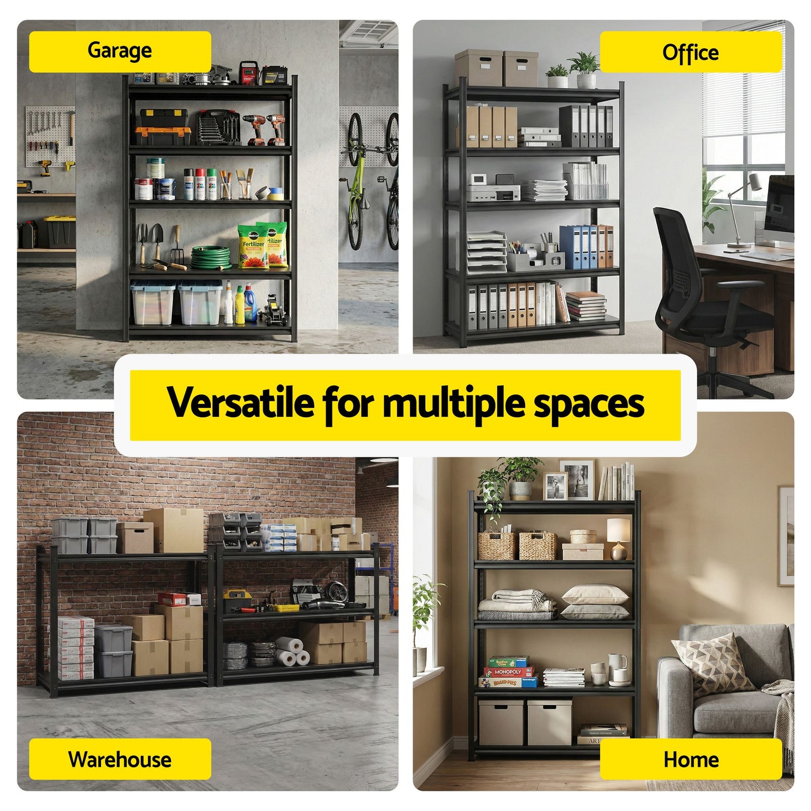 Garage Shelving 2‑Pack – 5‑Tier Steel Racks, 150kg/Tier, 120×50×183cm
