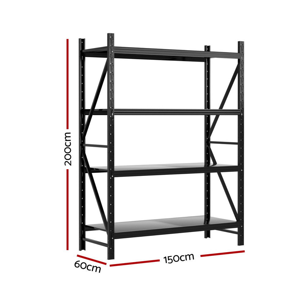 2Mx1.5M Giantz Garage Shelving Warehouse Rack Black