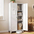 2-Door Wardrobe Lockable Cabinet Storage Closet Hanging Rail Cream White