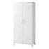 2-Door Wardrobe Lockable Cabinet Storage Closet Hanging Rail Cream White
