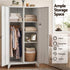 2-Door Wardrobe Lockable Cabinet Storage Closet Hanging Rail Cream White