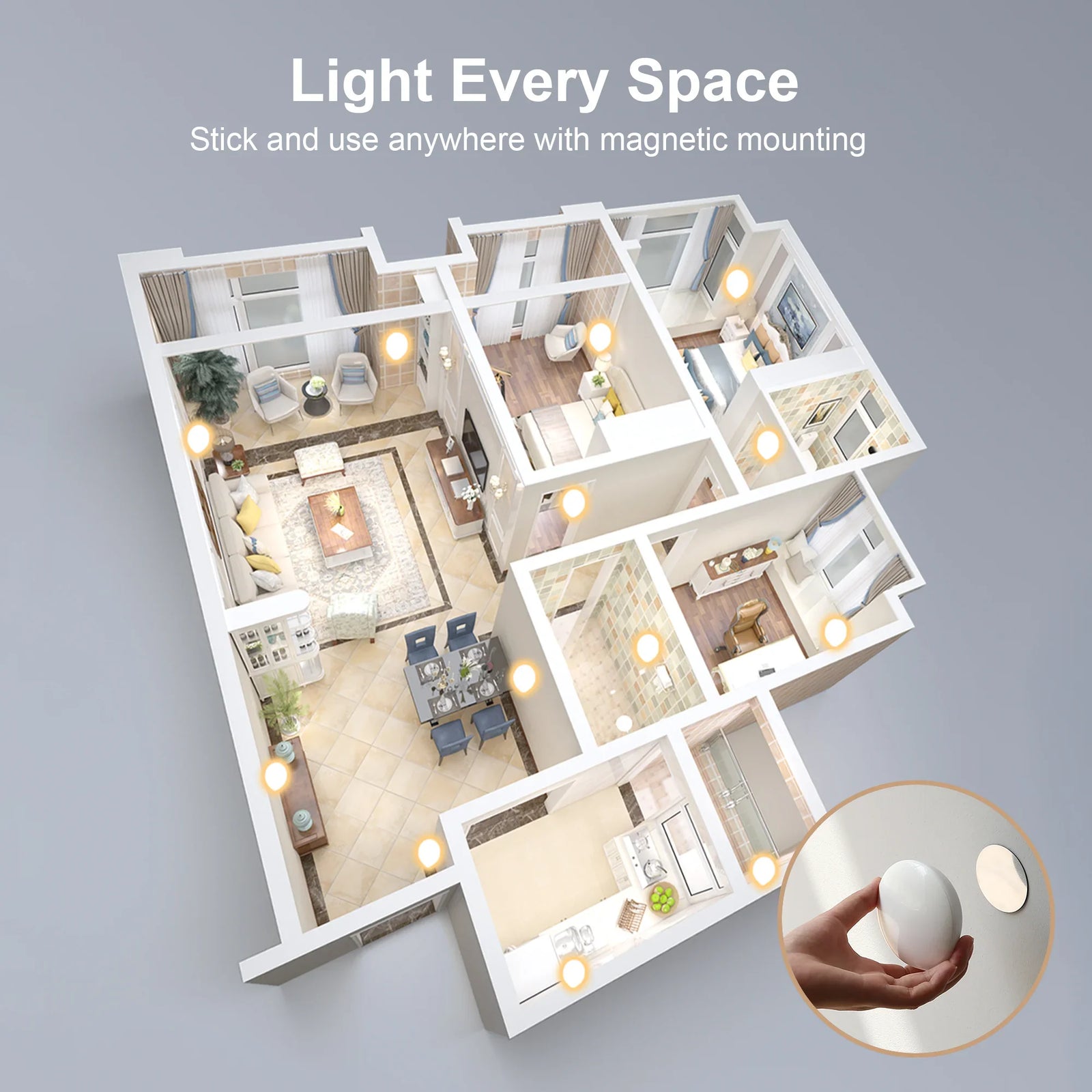 Motion Sensor Night Light USB-C Rechargeable Closet Light