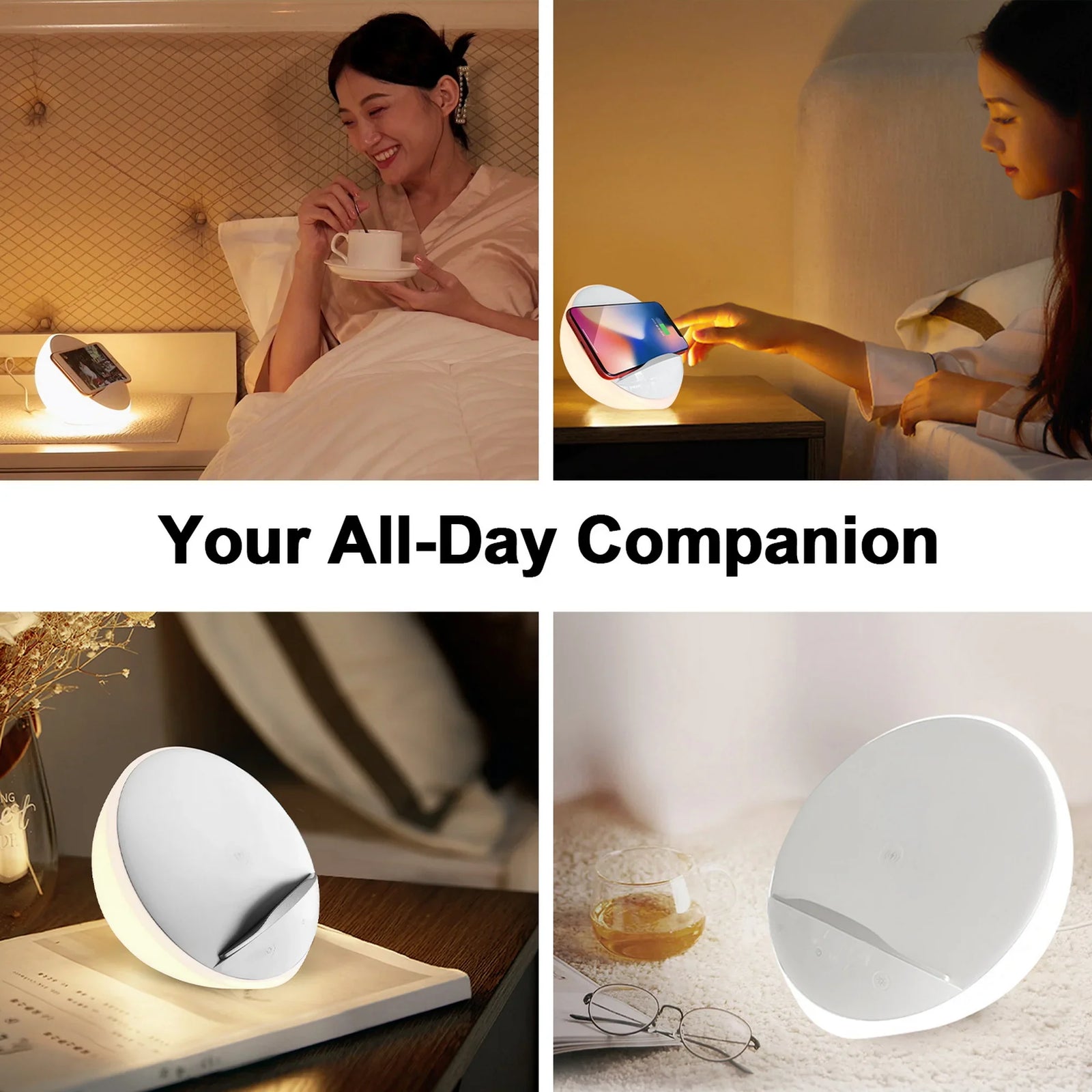 Bedside Lamp with Wireless Charger and Phone Holder Touch