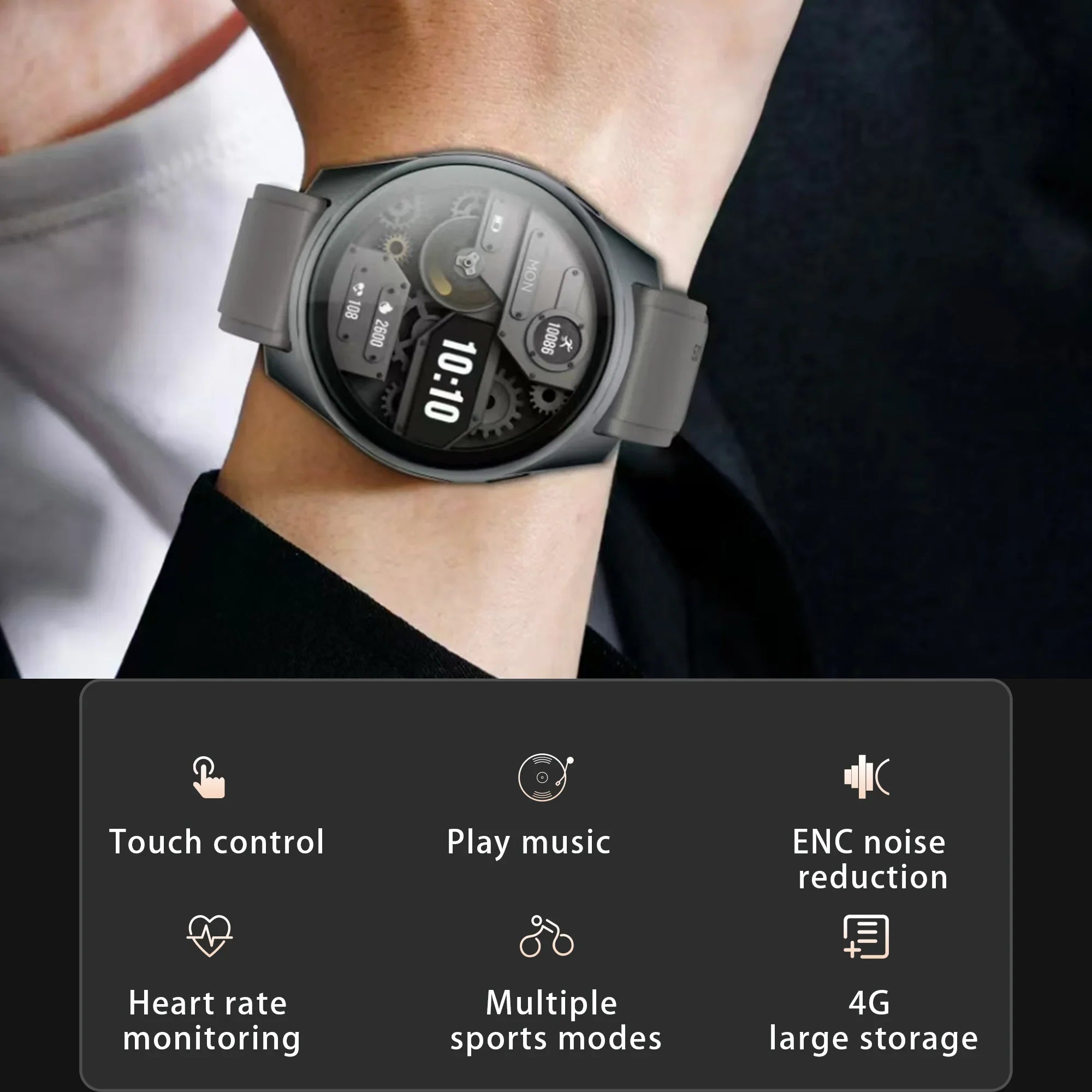 Smart Watch with Earbuds Pop-Up Headphones 4G Music Fitness Tracker W28 Pro