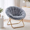 Artiss Cozy Saucer Chair Soft Faux Fur Folding Accent Chair for Bedroom Grey