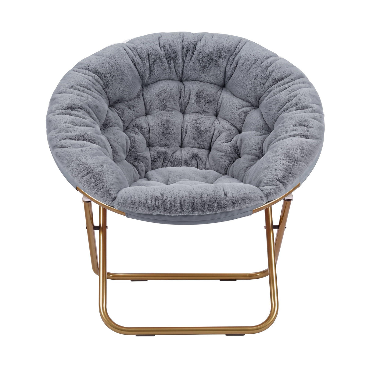 Artiss Cozy Saucer Chair Soft Faux Fur Folding Accent Chair for Bedroom Grey