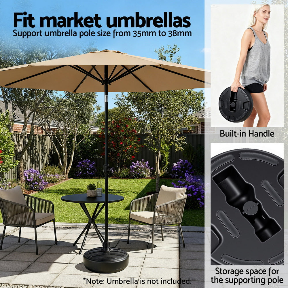 Outdoor Umbrella Base Weight Round Plastic Pole Holder 35-38mm Beach