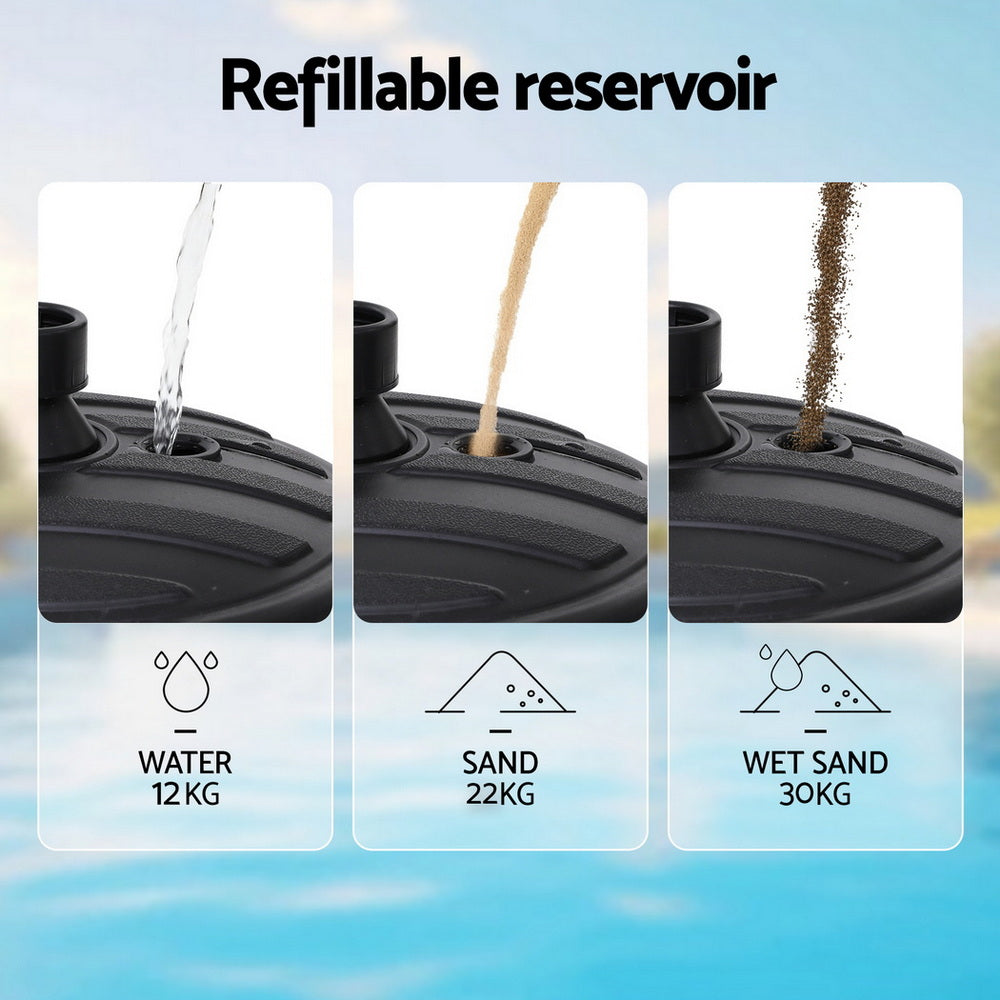 Outdoor Umbrella Base Weight Round Plastic Pole Holder 35-38mm Beach