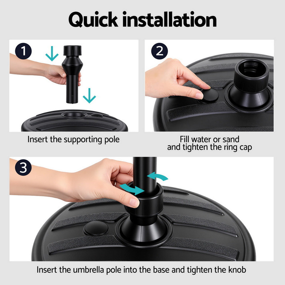 Outdoor Umbrella Base Weight Round Plastic Pole Holder 35-38mm Beach