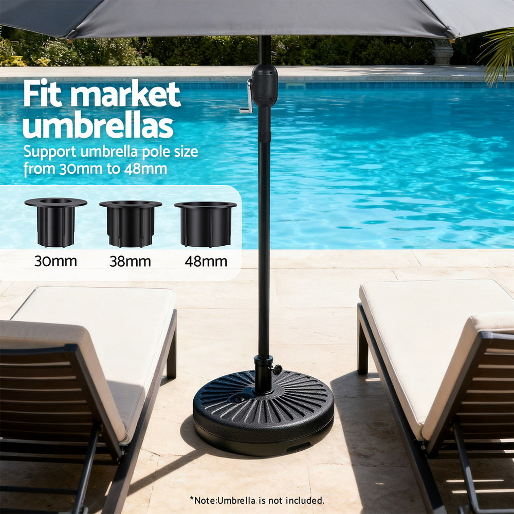 Outdoor Umbrella Base Weight Round Plastic Pole Holder 30-48mm Beach